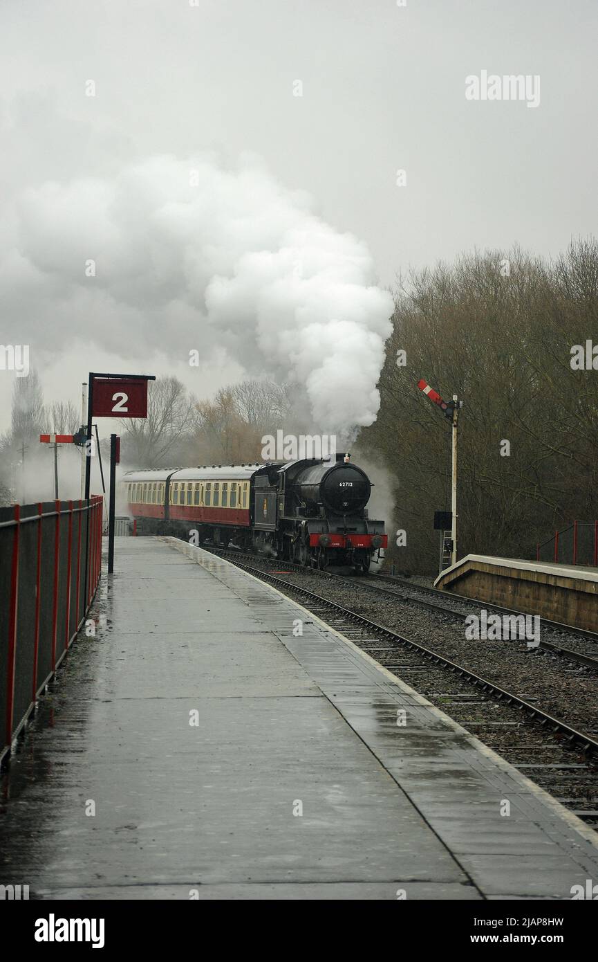 'Morayshire' arriving at Orton Mere station with a west bound train. Stock Photo