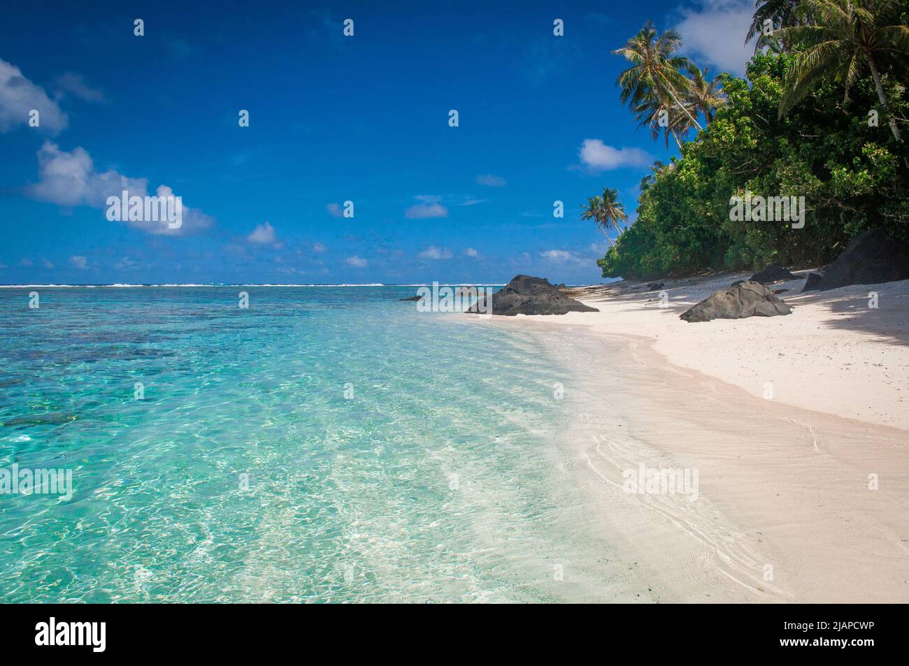 National Park of American Samoa. The stunning and unspoiled Ofu beach and lagoon on the island of Ofu in the Manu'a Islands.  An optimised version of a US National Park Service. Photo credit: NPS/B.Meadows Stock Photo