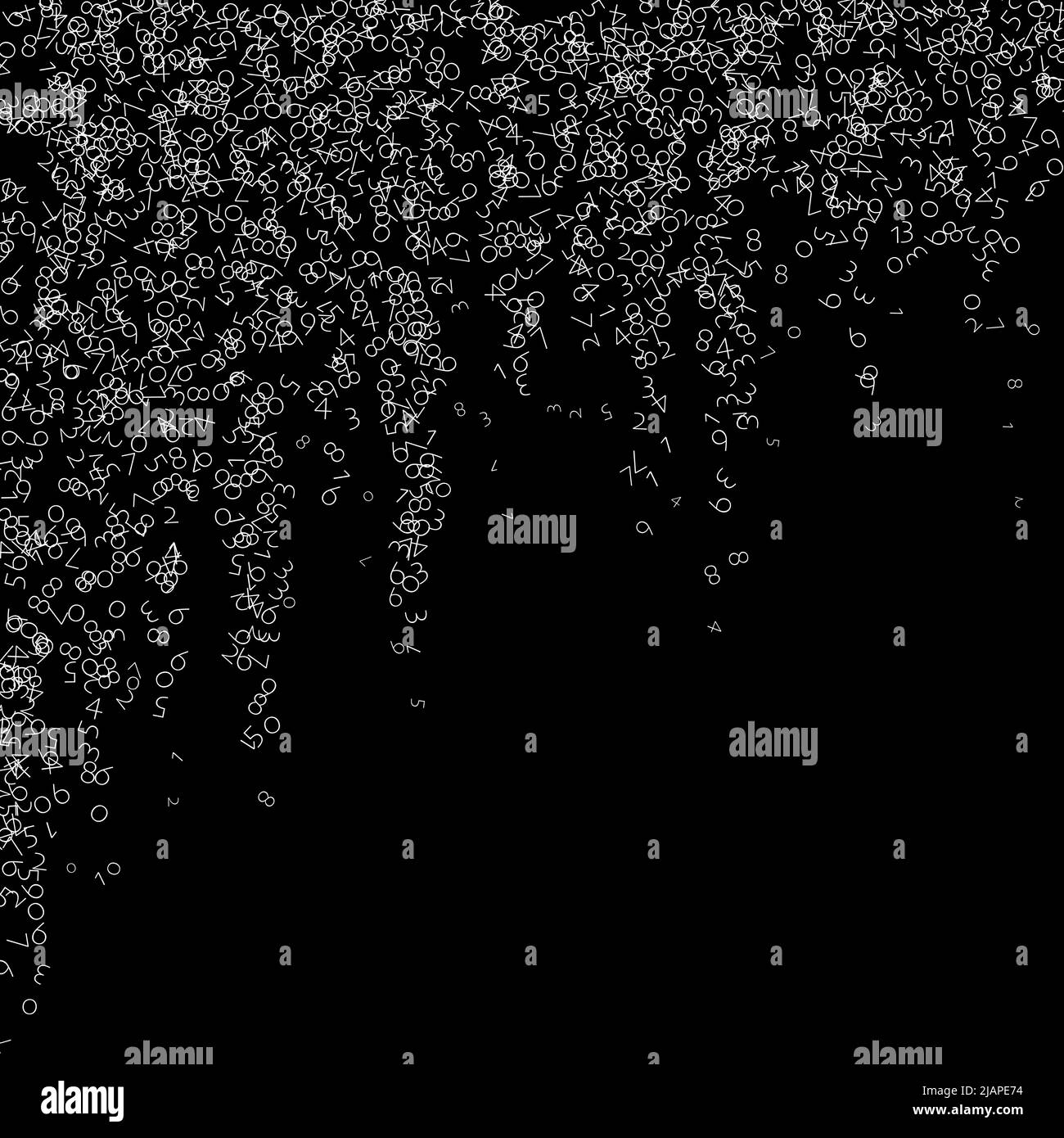 Falling numbers, big data concept. Binary white chaotic flying digits ...
