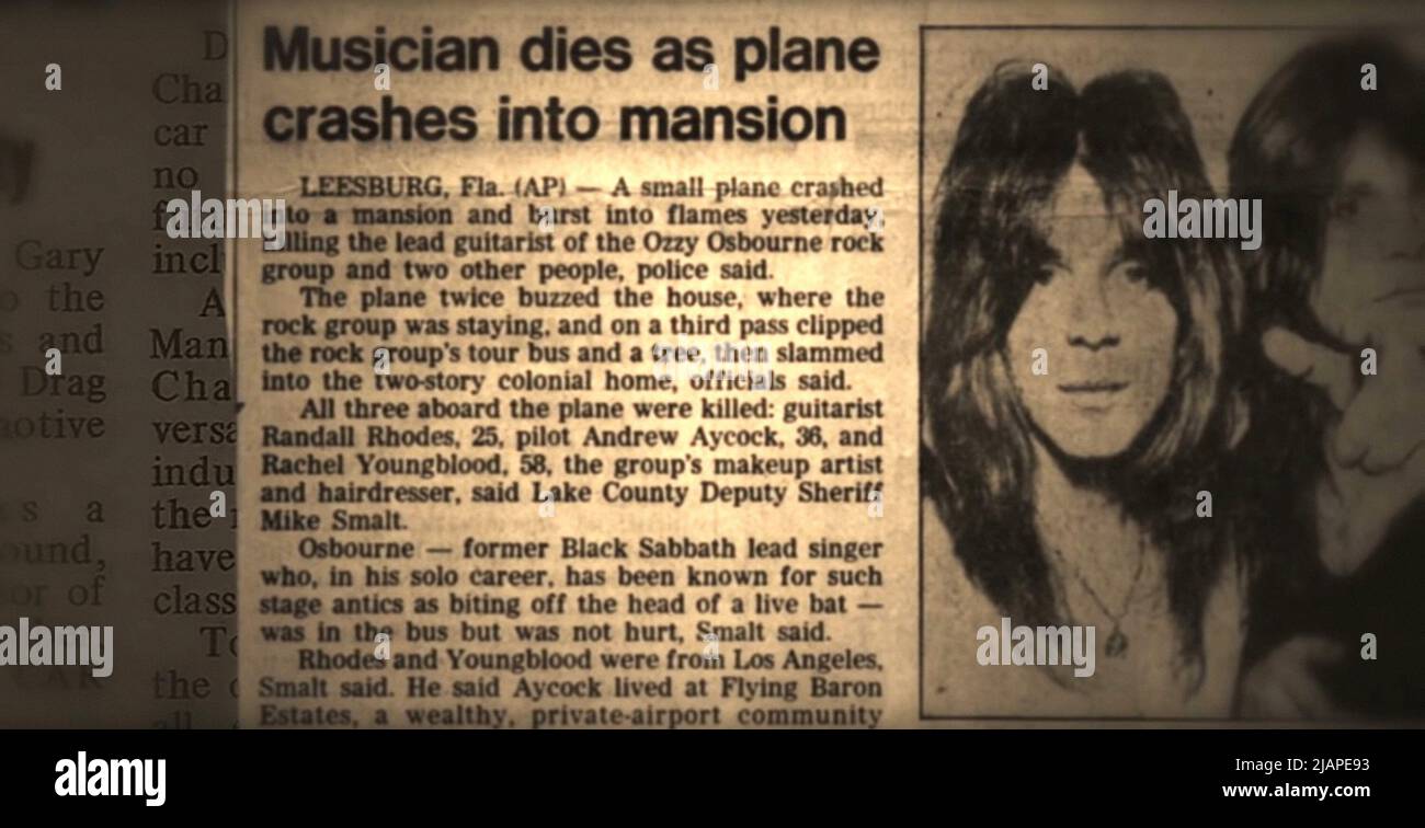 where was ozzy osbourne when randy rhoads died