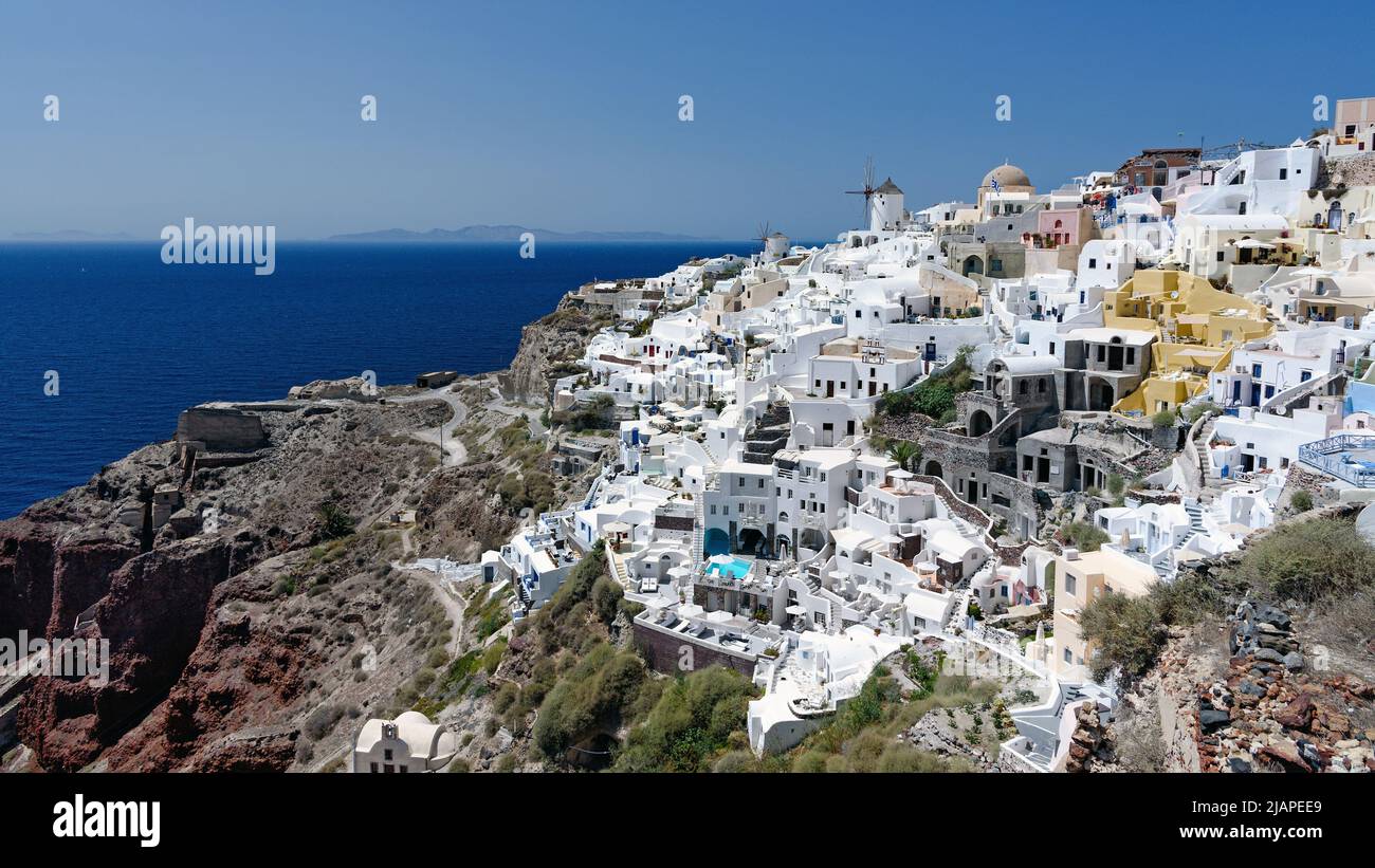 Oia, Santorini, Greece. Santorini is one of the Cyclades islands in the Aegean Sea. Greece. Stock Photo