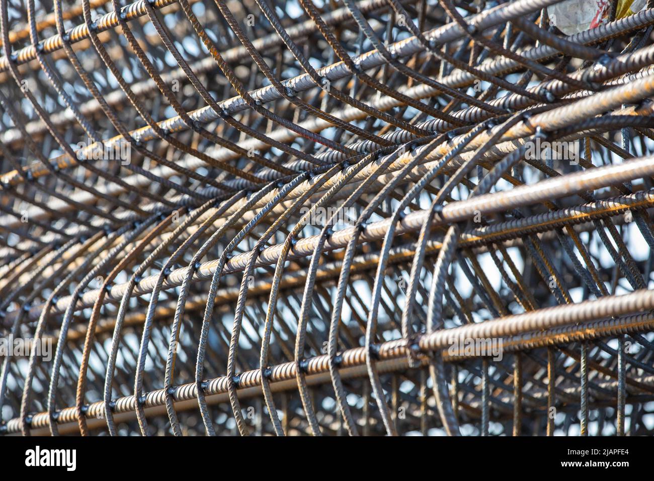 Rebar. Iron bars used for reinforcing concrete Stock Photo