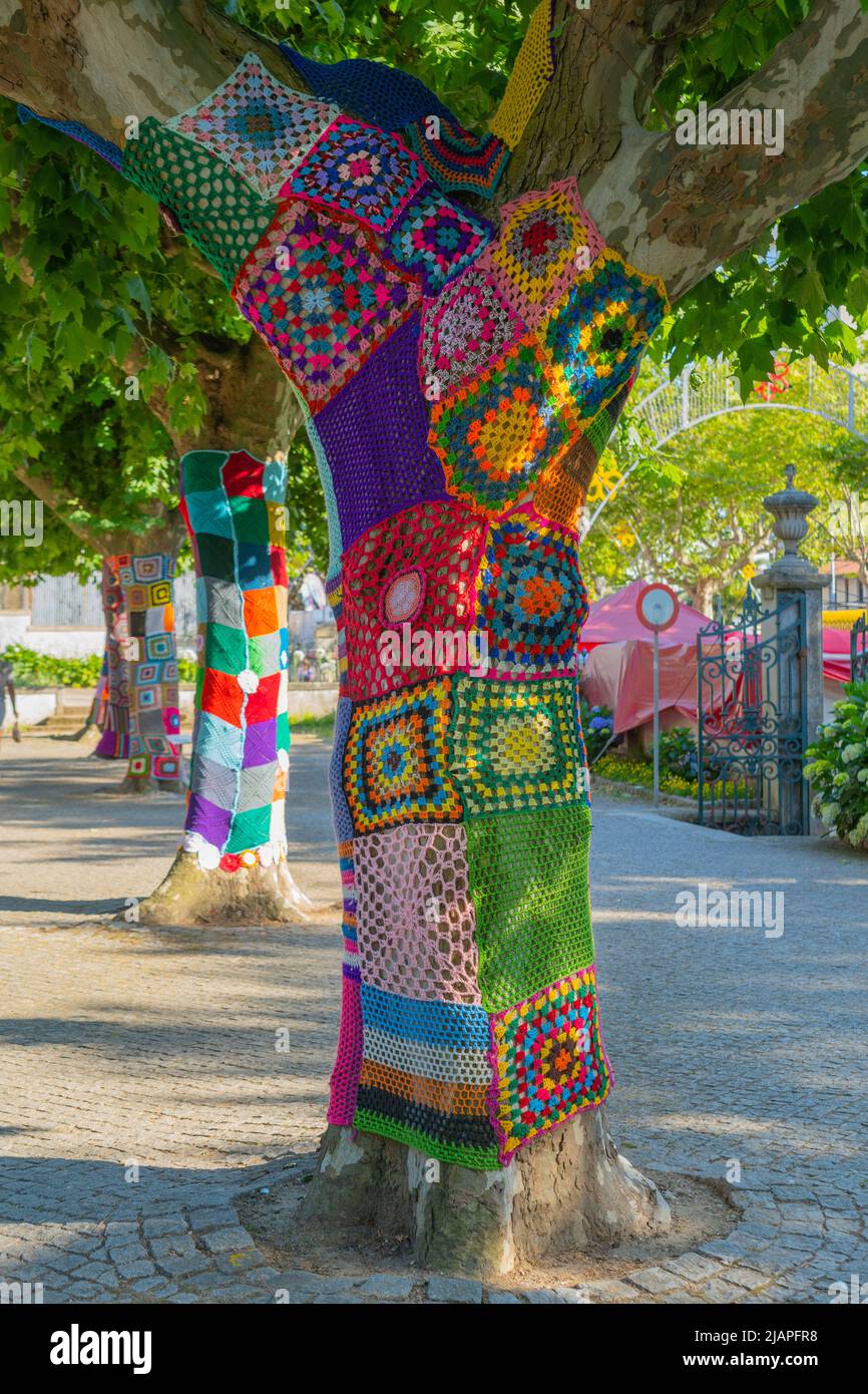 Knitted tree trunk cover hi-res stock photography and images - Alamy