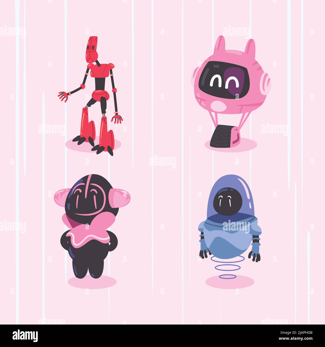flat colored robots set Stock Vector Image & Art - Alamy