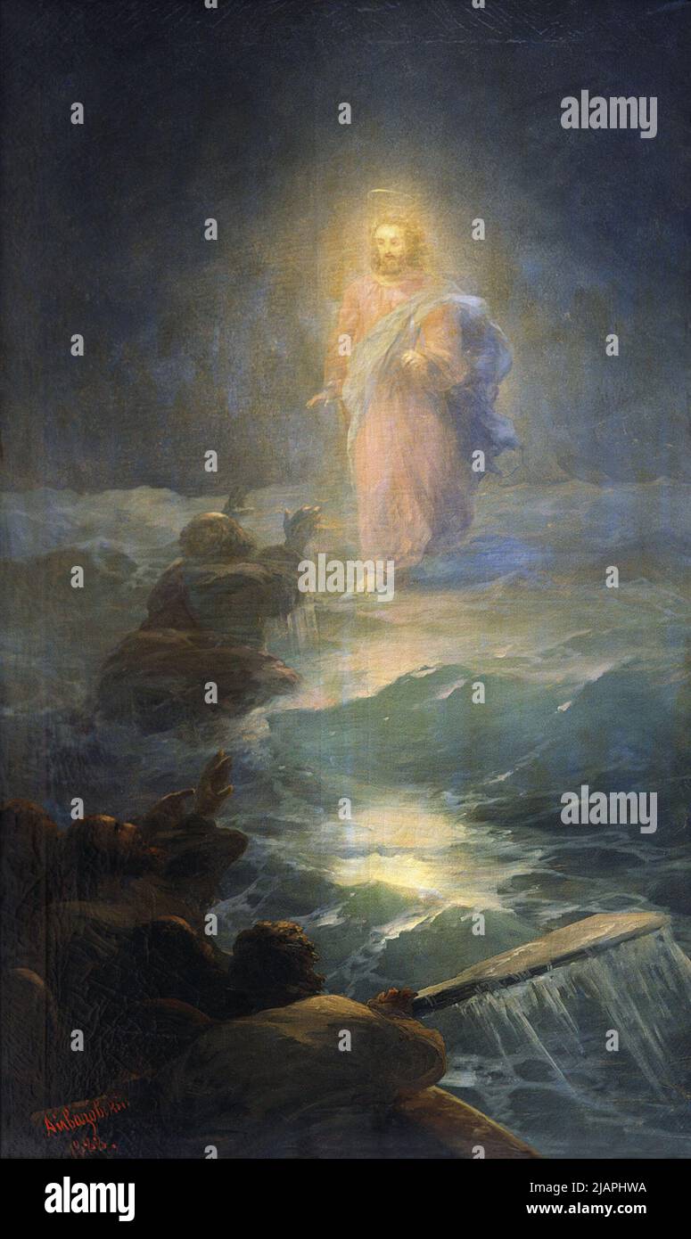 Jesus' miracle of walking on water as by Ivan Aivazovsky Stock Photo