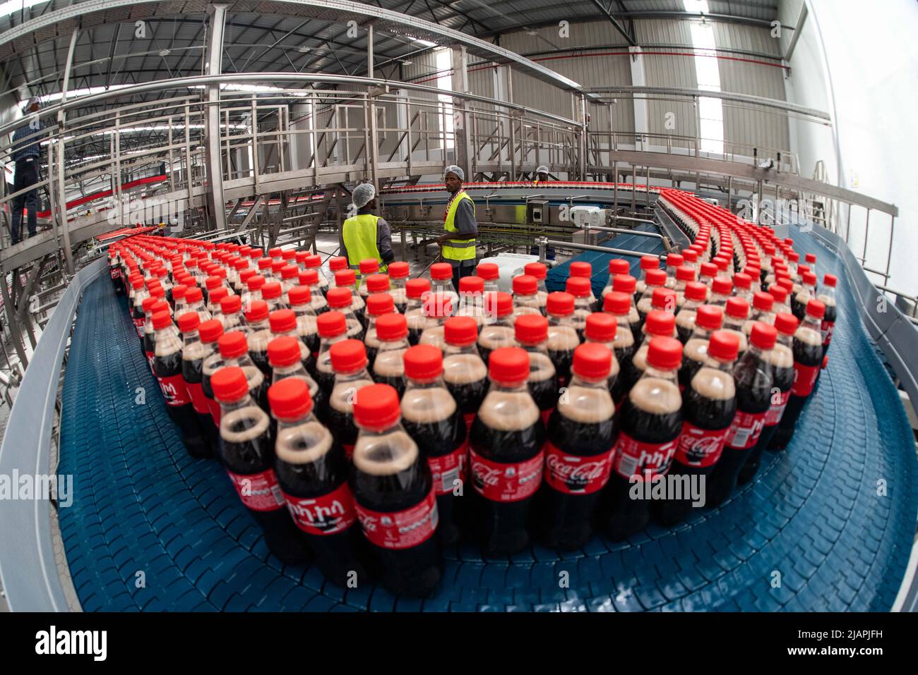 Sebeta, Ethiopia. 31st May, 2022. Employees work inside the CocaCola