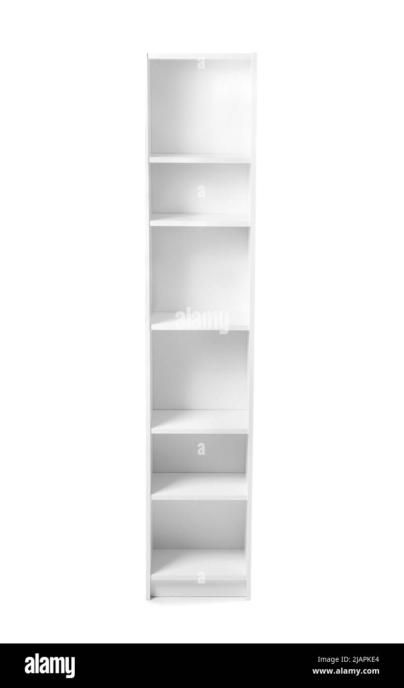 Stylish shelf unit on white background Stock Photo Alamy