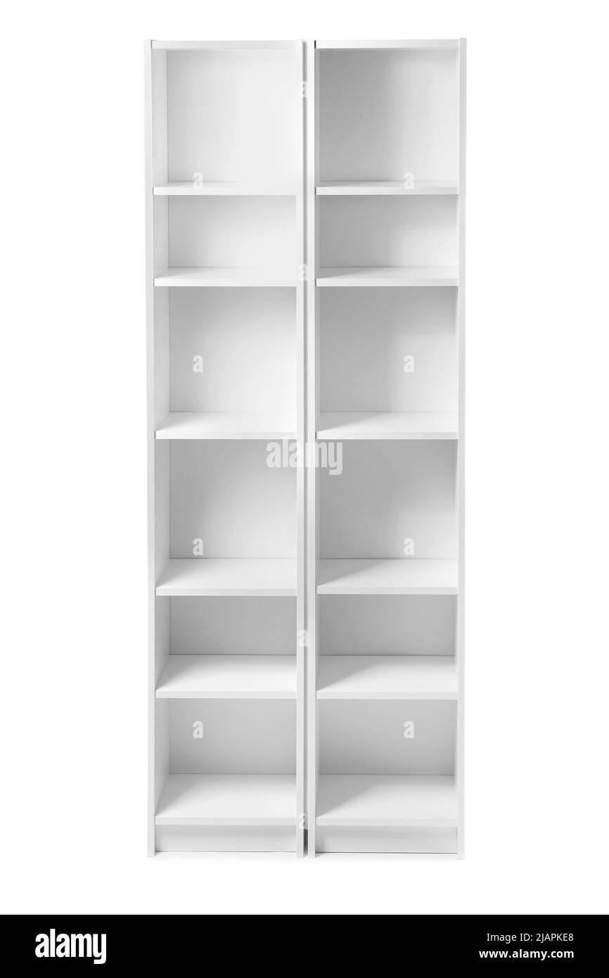 Stylish shelf unit on white background Stock Photo Alamy