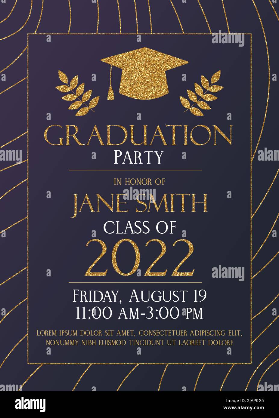 Dark with gold glitter Graduation party 2022 invitation Stock Vector Image  & Art - Alamy