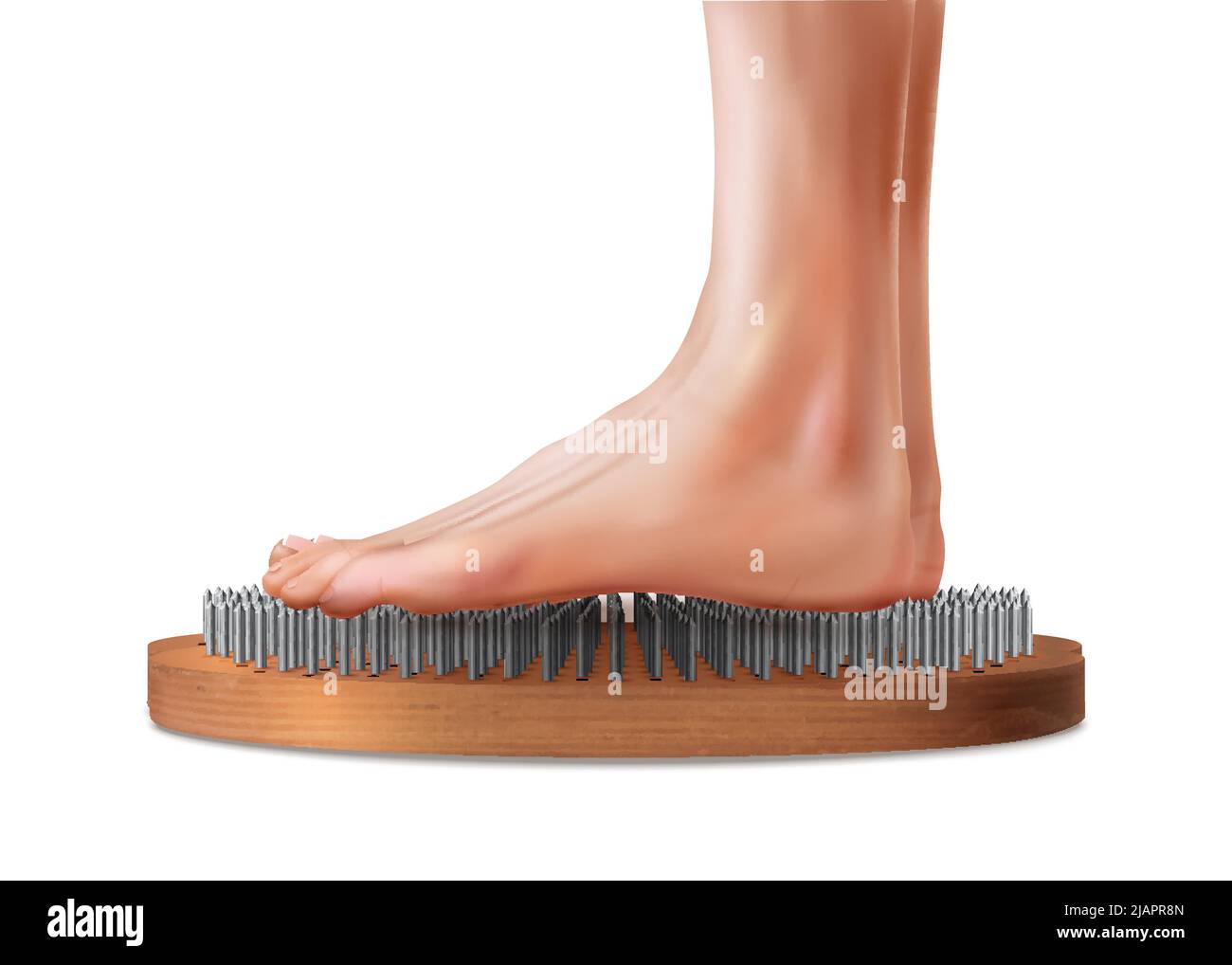 Realistic yoga sadhu feet profile composition two feet standing on a