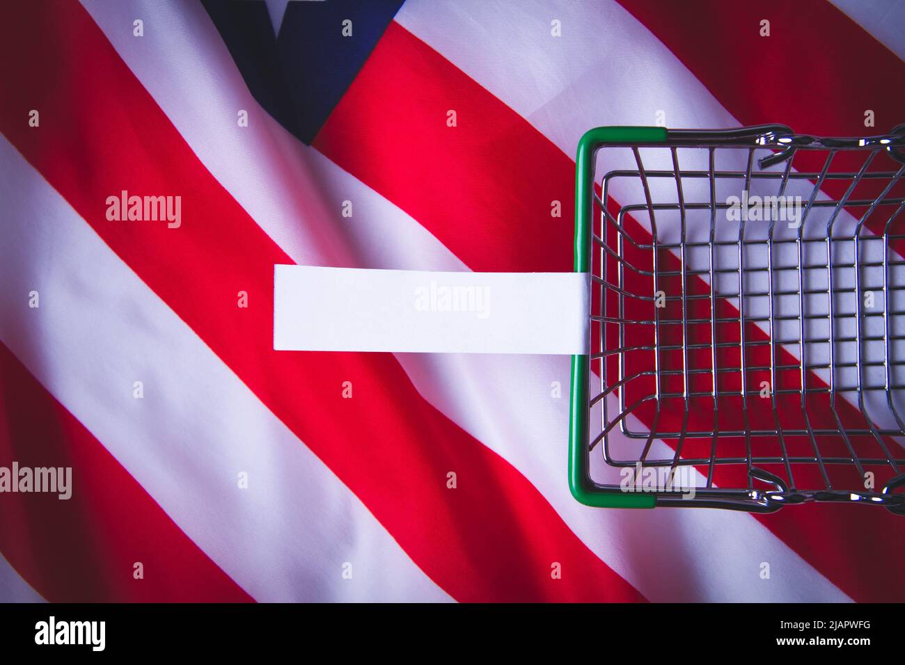 Food shortages in the United States. Empty grocery basket. There are no