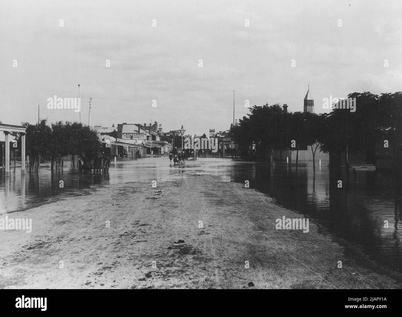 Fitzmaurice Street, Wagga Wagga flooded in the 1880s flood Stock Photo