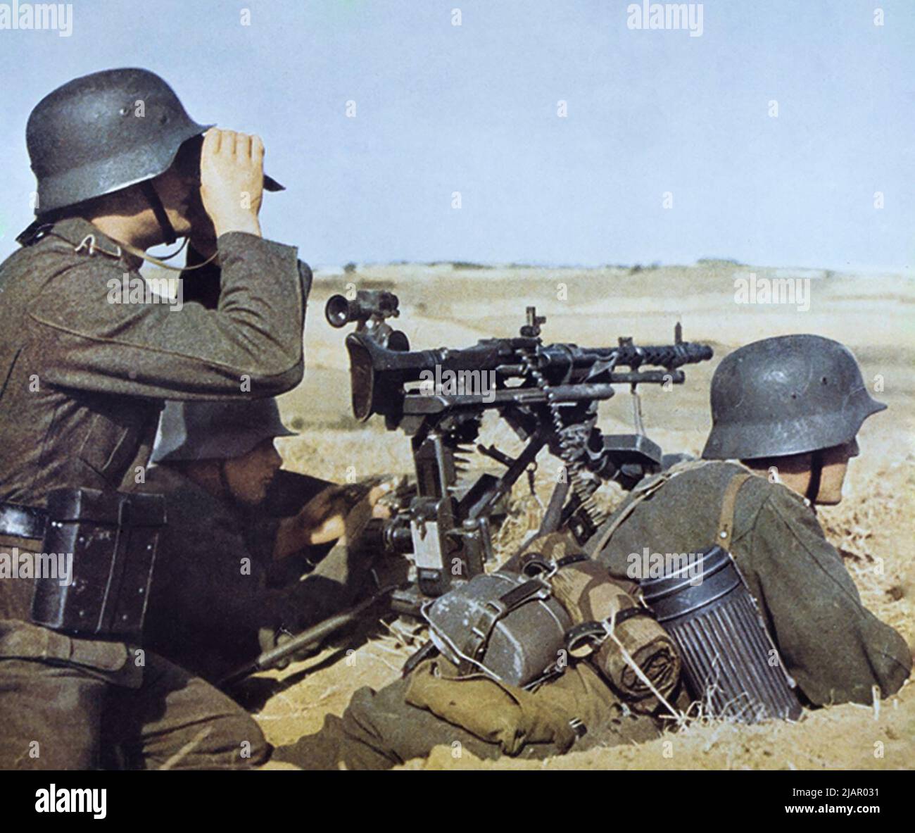 German soldiers with an MG 34 machine gun in Russia ca. 1942 Stock Photo