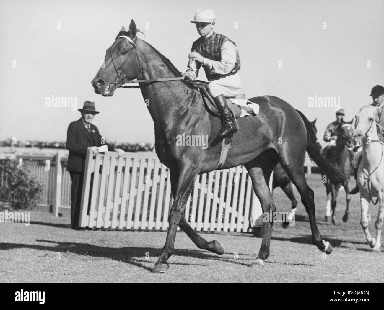 Winooka and Edgar Britt 1933 Futurity Stakes Caulfield Racecourse Stock Photo
