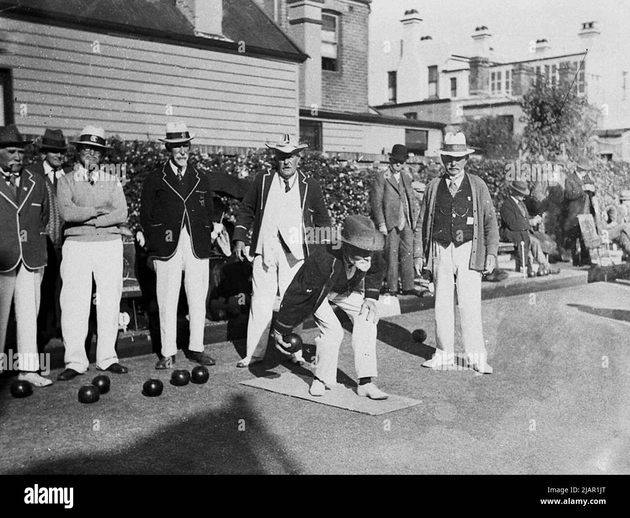 Elderly male bowlers in Australia ca. 1930s Stock Photo Alamy