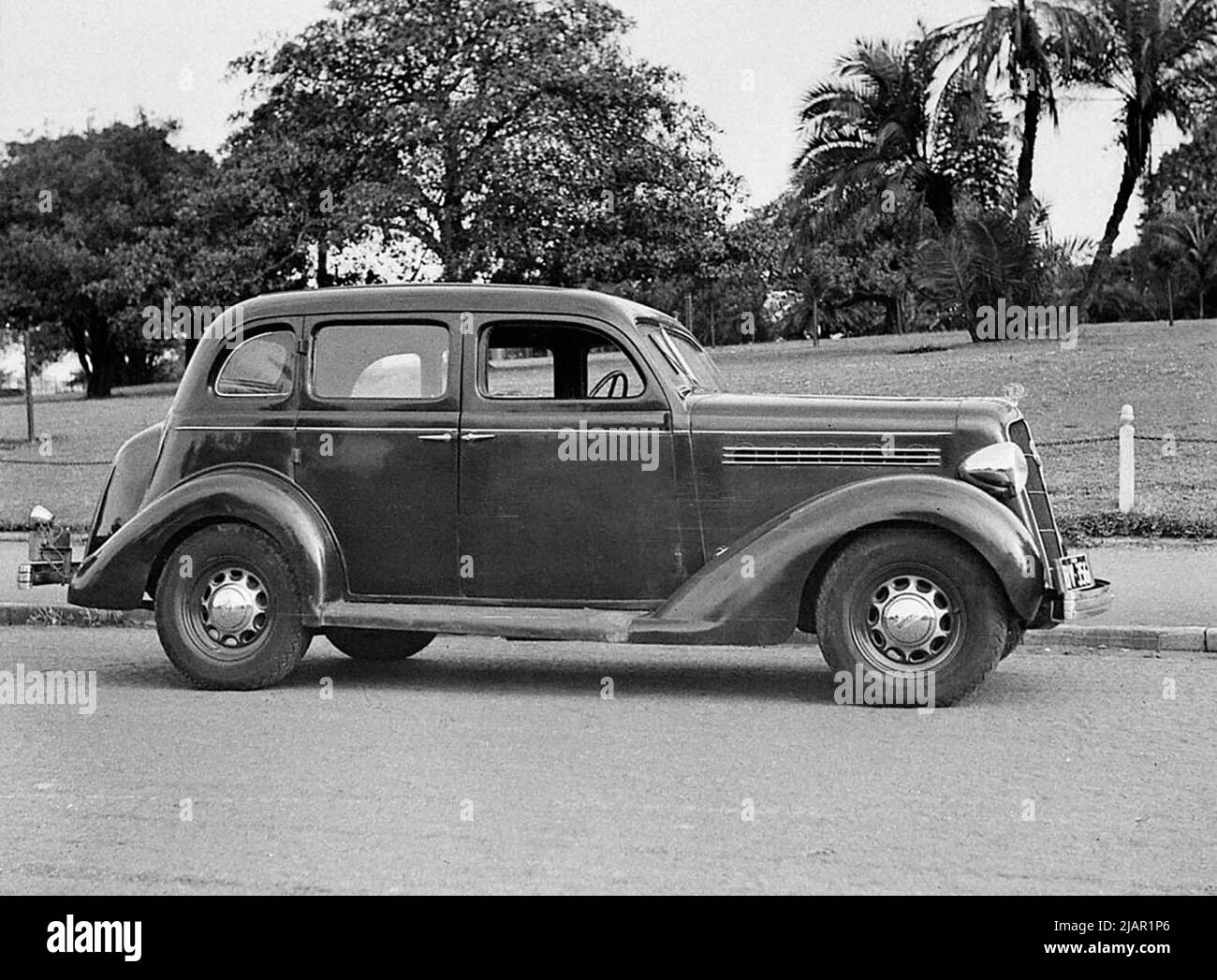 An empty parked Plymouth Sedan in 1937 Stock Photo
