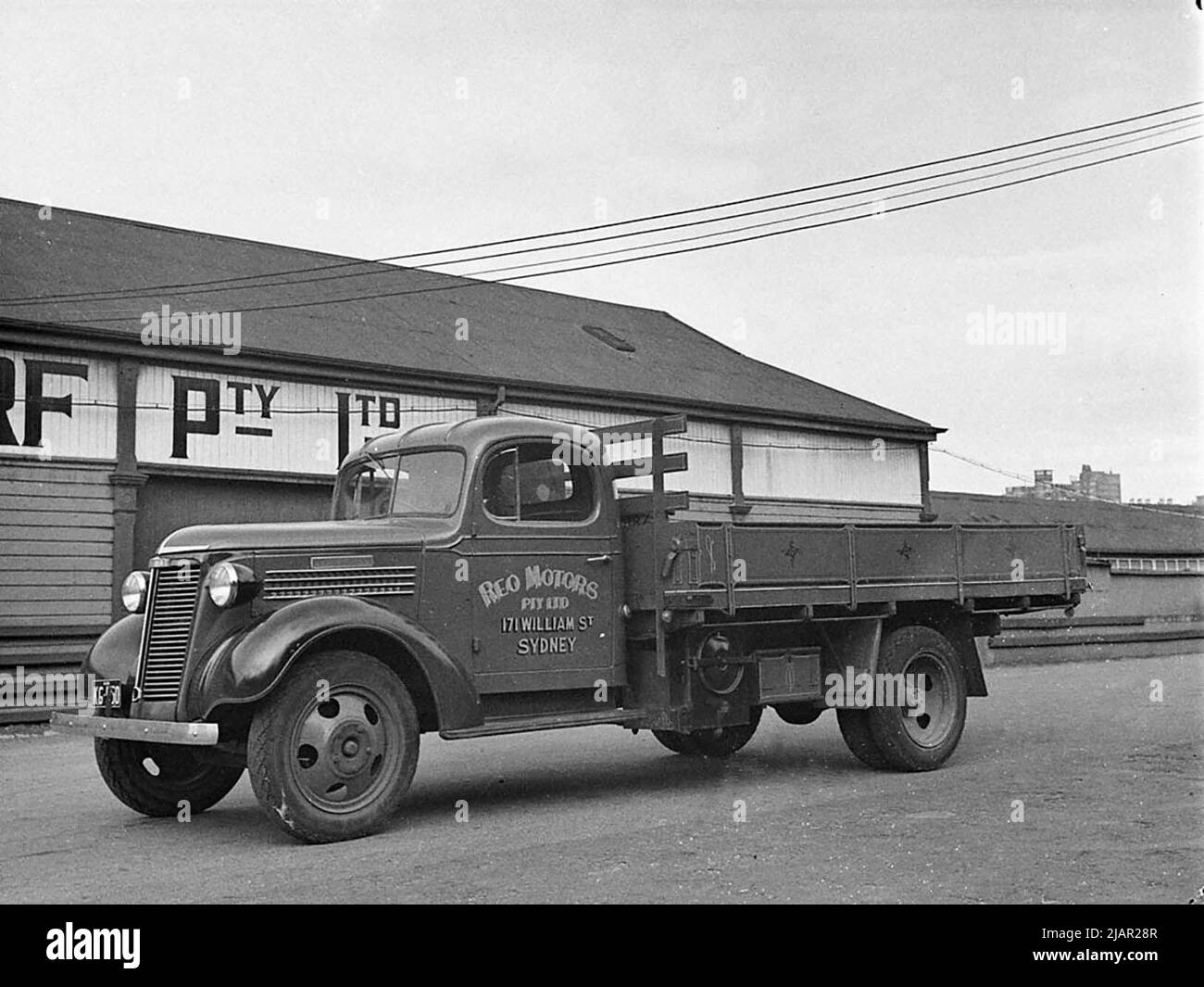 Parked REO Motors lorry from Sydney ca.  May 1940 Stock Photo