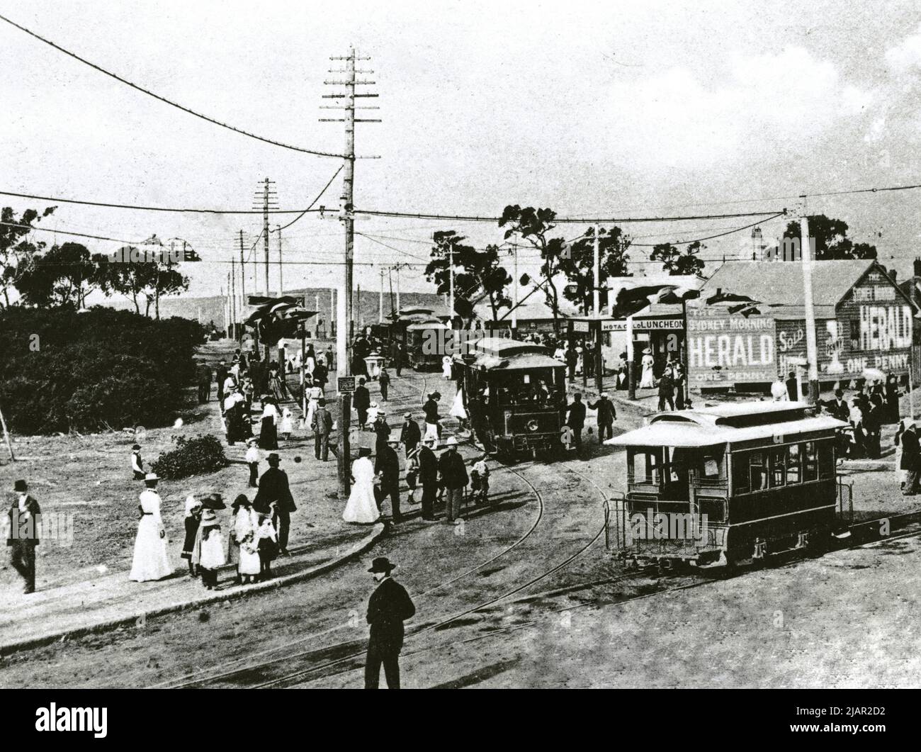 Opening ceremony for the Spit Junction tram line ca. 1900 Stock Photo ...