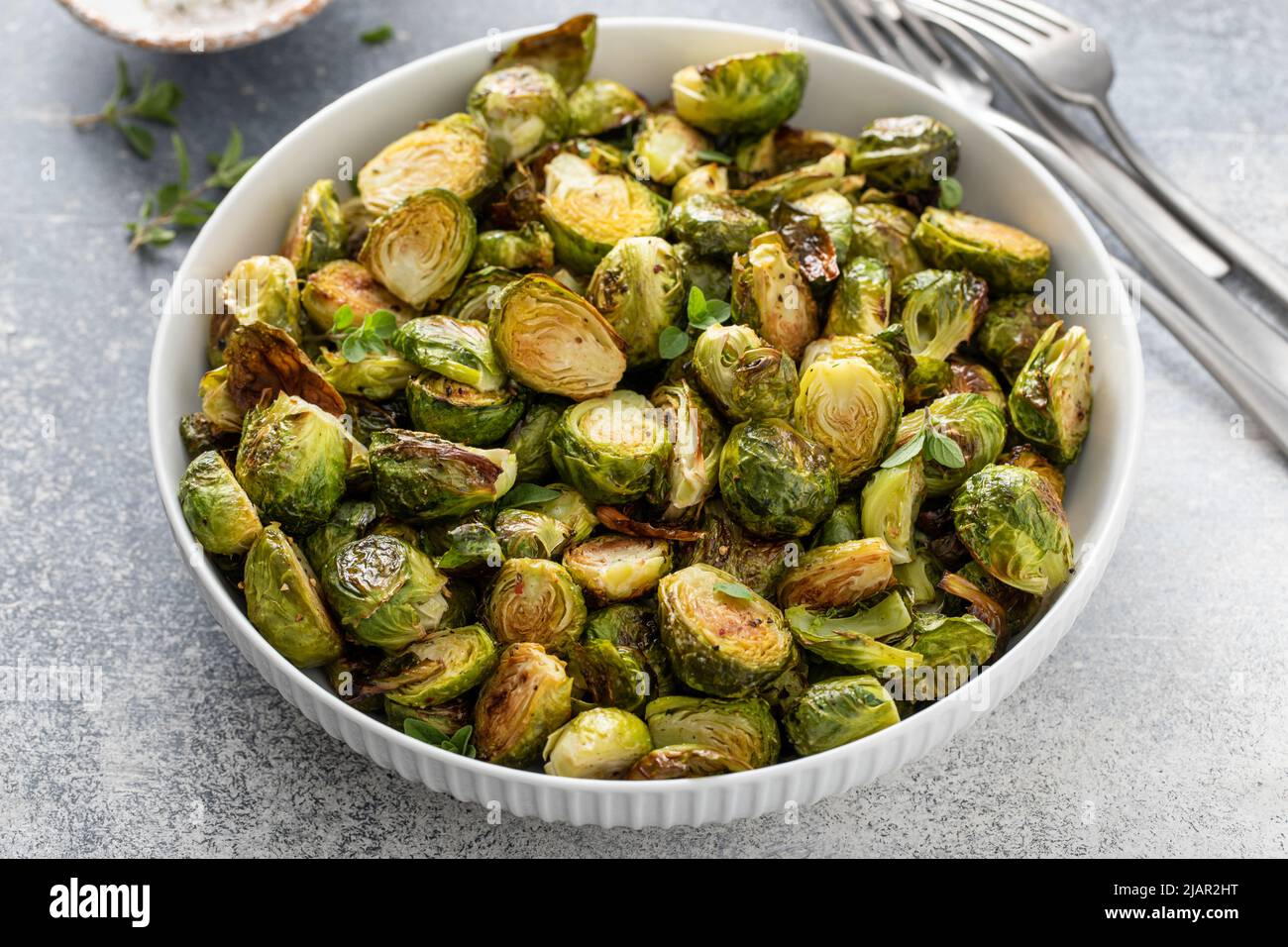 Crispy roasted brussel sprouts with balsamic vinegar Stock Photo Alamy
