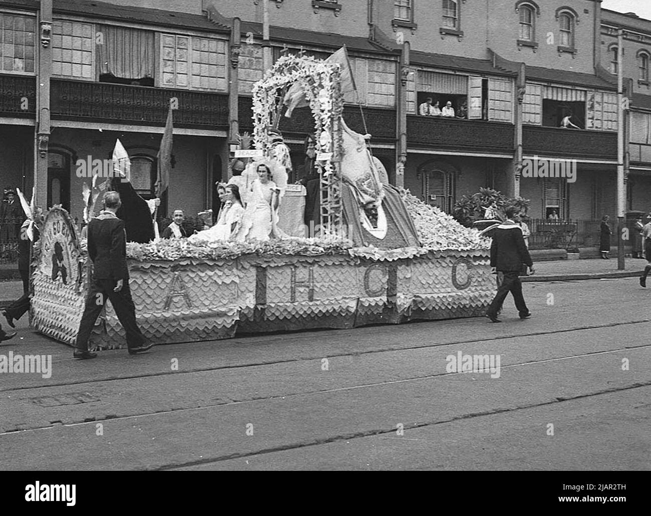 Float in a St. Patrick's Day pageant ca. 1939 Stock Photo