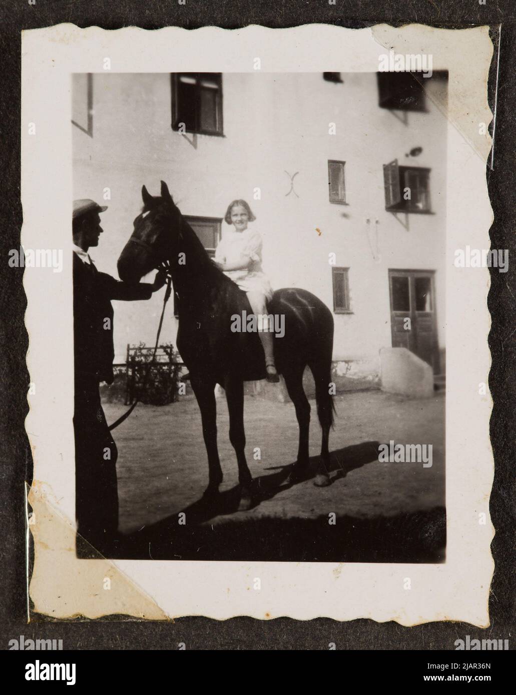 Stachiewiczówna Bronisława  Sitting on A Horse. Circle of the Stachiewicz family Stock Photo