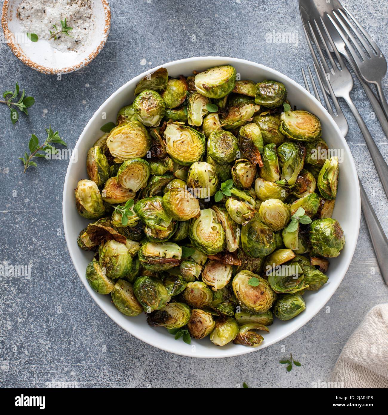 Crispy roasted brussel sprouts with balsamic vinegar Stock Photo Alamy