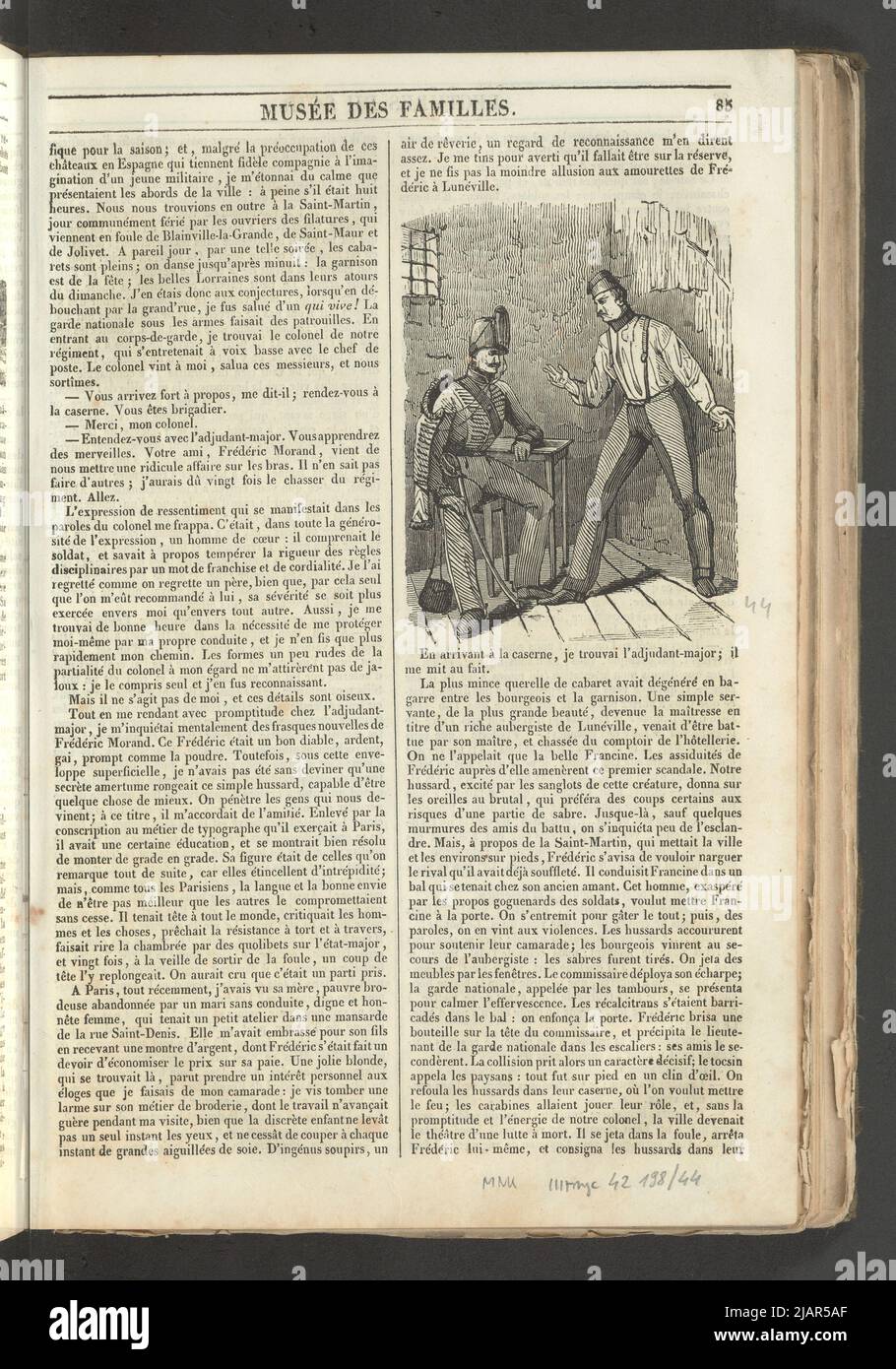Exit 11, December 1833 scene in prison, illustration for the article the disciple by Michel Raymond In: Musee des Familles, evening reading. T. 1. (Year 1 and 2) Paris, [1833 1834]. unknown Stock Photo