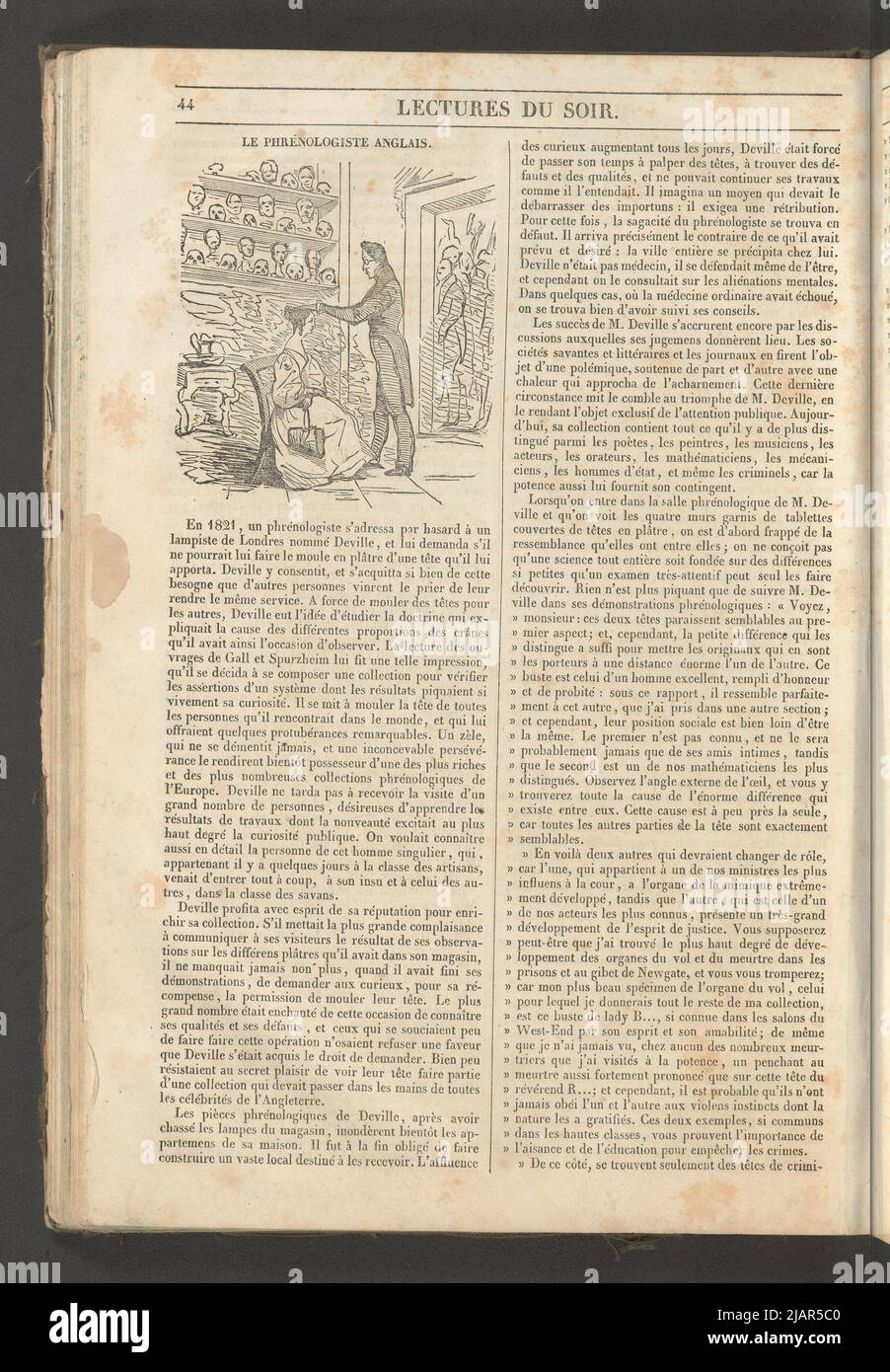 Yearbook 2, notebook 6, february 1834 Illustration for the article of phrenology in: museum of families, evening reading. T. 1. (Year 1 and 2) Paris, [1833 1834]. unknown Stock Photo