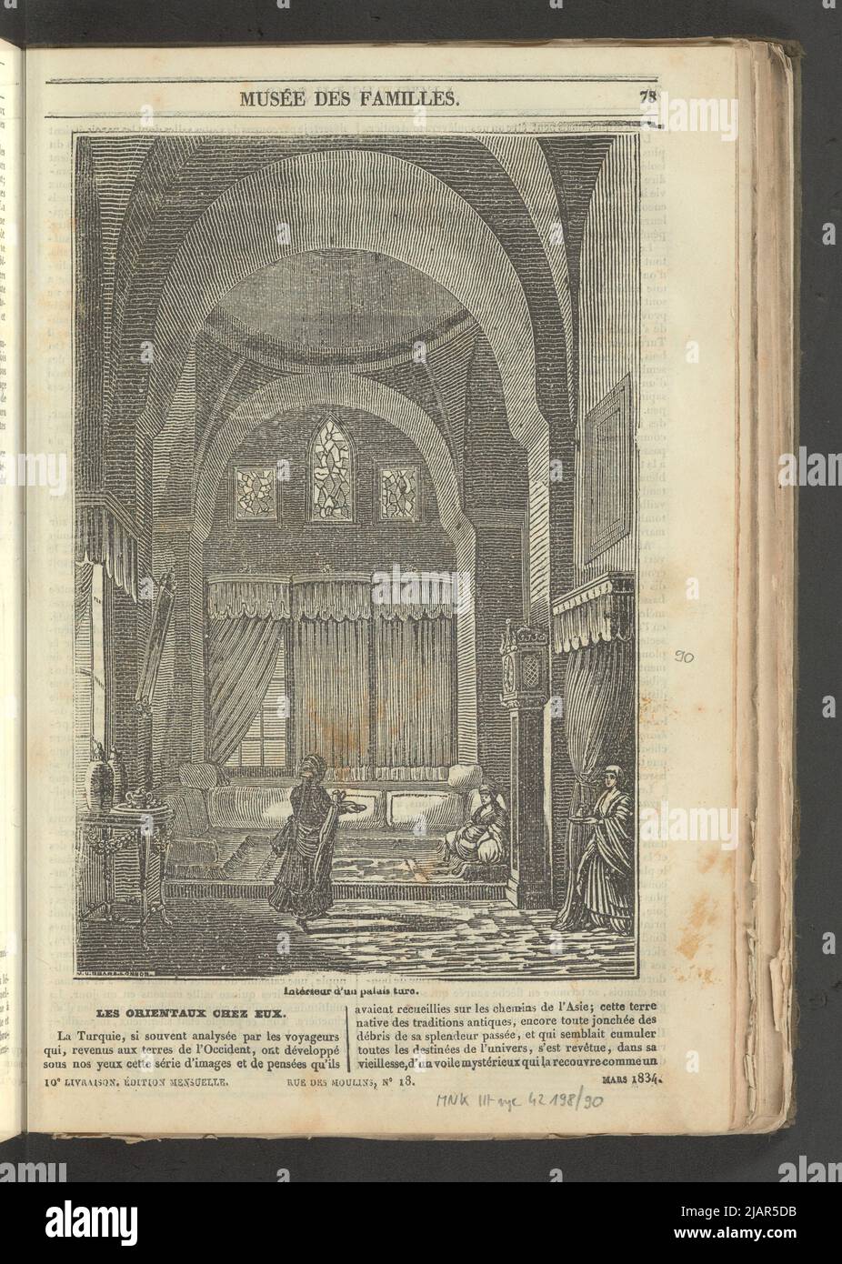 Yearbook 2, notebook 10, March 1834 Laterior of a Turo Palace, illustration for the article The Orientals at Home in: Museum of Families, Evening Reading. T. 1. (year 1 and 2) Paris, [1833 1834]. unknown Stock Photo