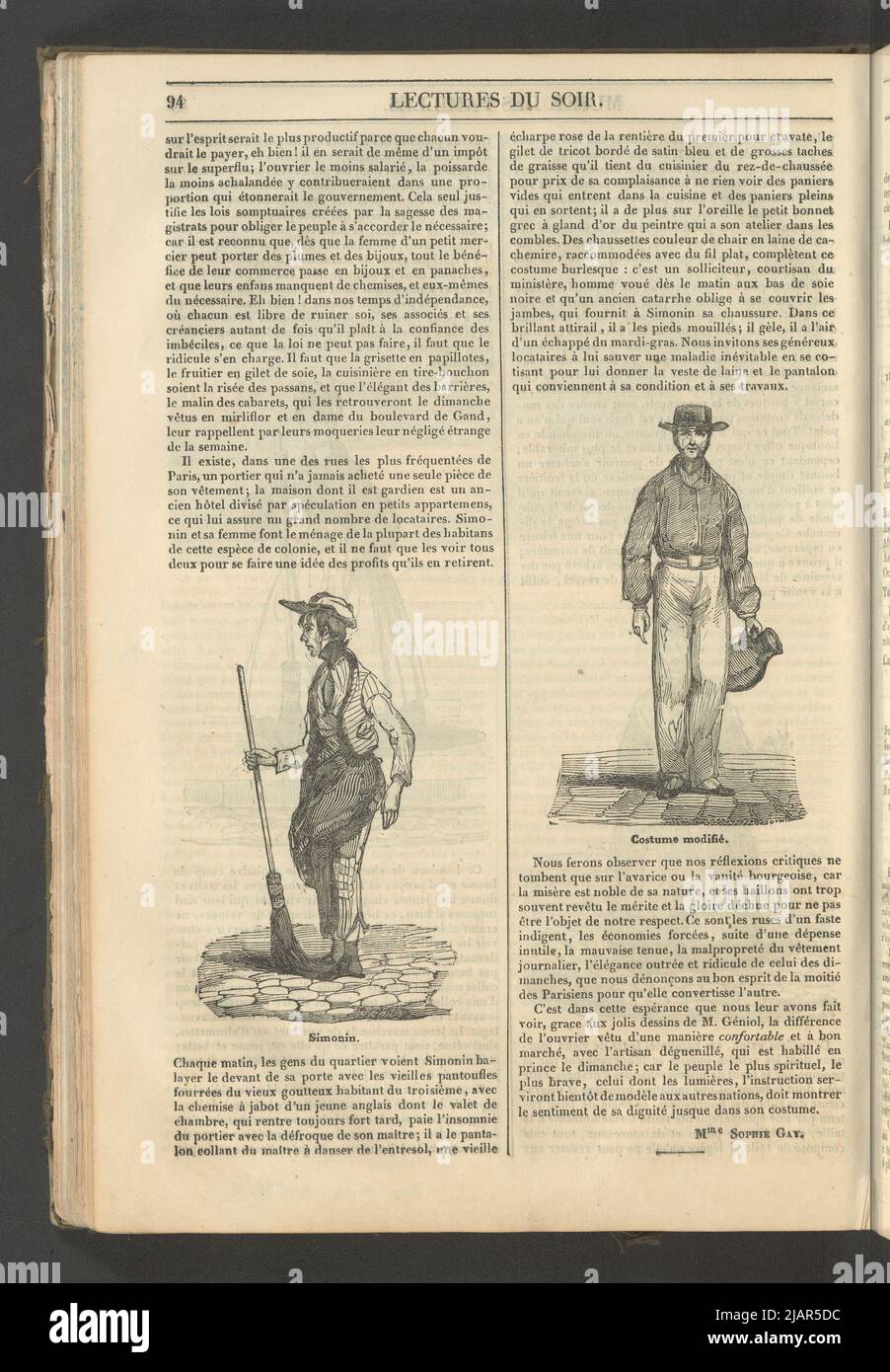 Yearbook 2, notebook 12, March 1834 Plebejus Clothes, 4 illustrations for the article Modes. Popular costumes in: Family museum, evening reading. T. 1. (Year 1 and 2) Paris, [1833 1834]. unknown Stock Photo