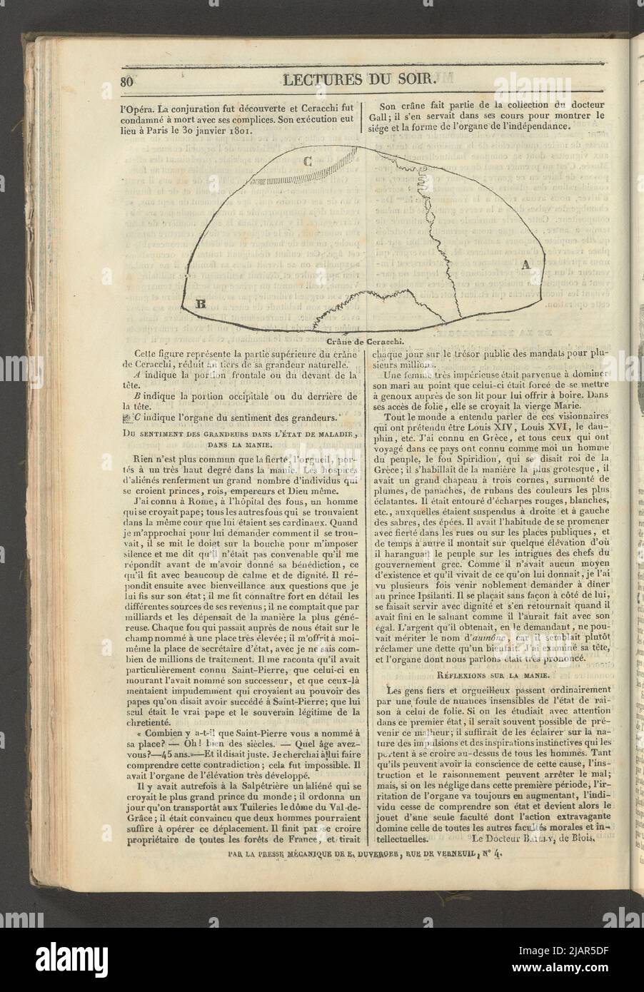 Yearbook 2, notebook 10, Mars 1834 Bust of Antisthenes from Athens, a skull of Giuseppe Ceracchi (1744 1801), two illustrations for the article De la phrenologie in: Musee des Familles, lecture du soir. T. 1. (year 1 and 2) Paris, [1833 1834]. unknown Stock Photo
