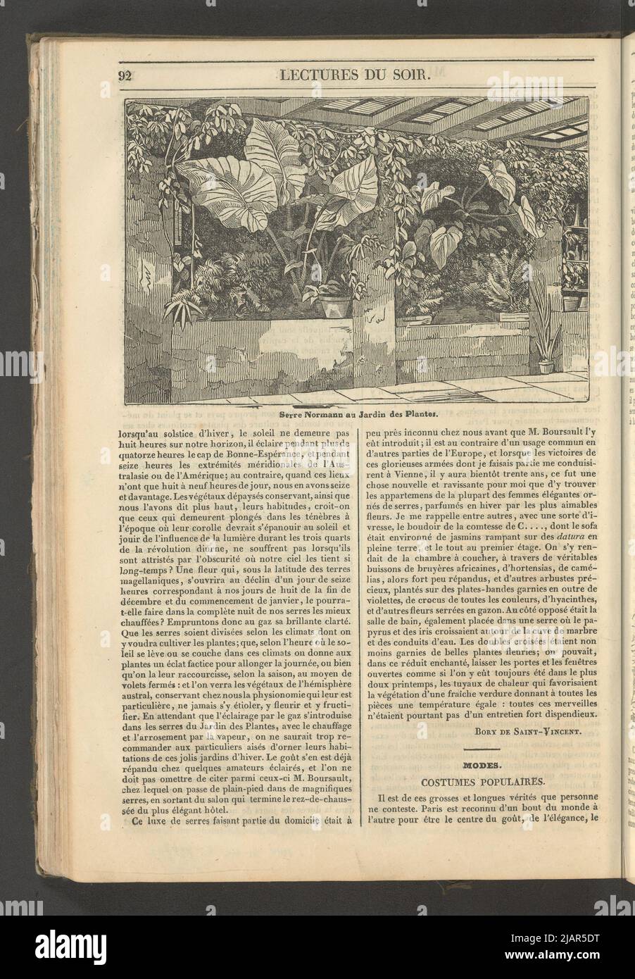 Yearbook 2, notebook 12, March 1834 Plant Garden in a Greenhouse in Normandy, Illustration for the article Natural history. Hot greenhouses in: Museum of families, evening reading. T. 1. (Year 1 and 2) Paris, [1833 1834]. unknown Stock Photo