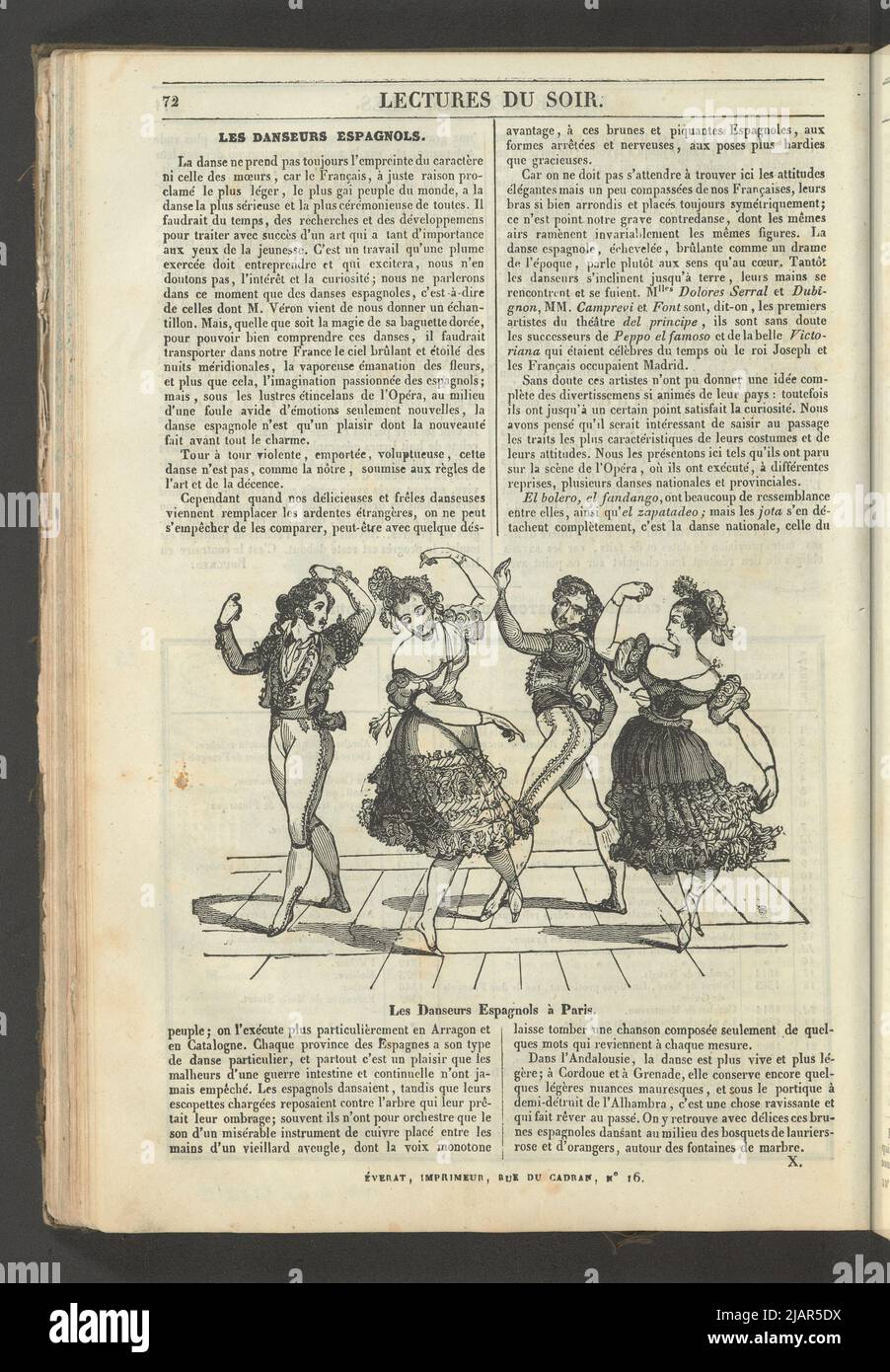Yearbook 2, Notebook 9, February 1834 Spanish Dancers in Paris, Illustration for the article Spanish dancers in: Musee des Familles, evening reading. T. 1. (Year 1 and 2) Paris, [1833 1834]. unknown Stock Photo