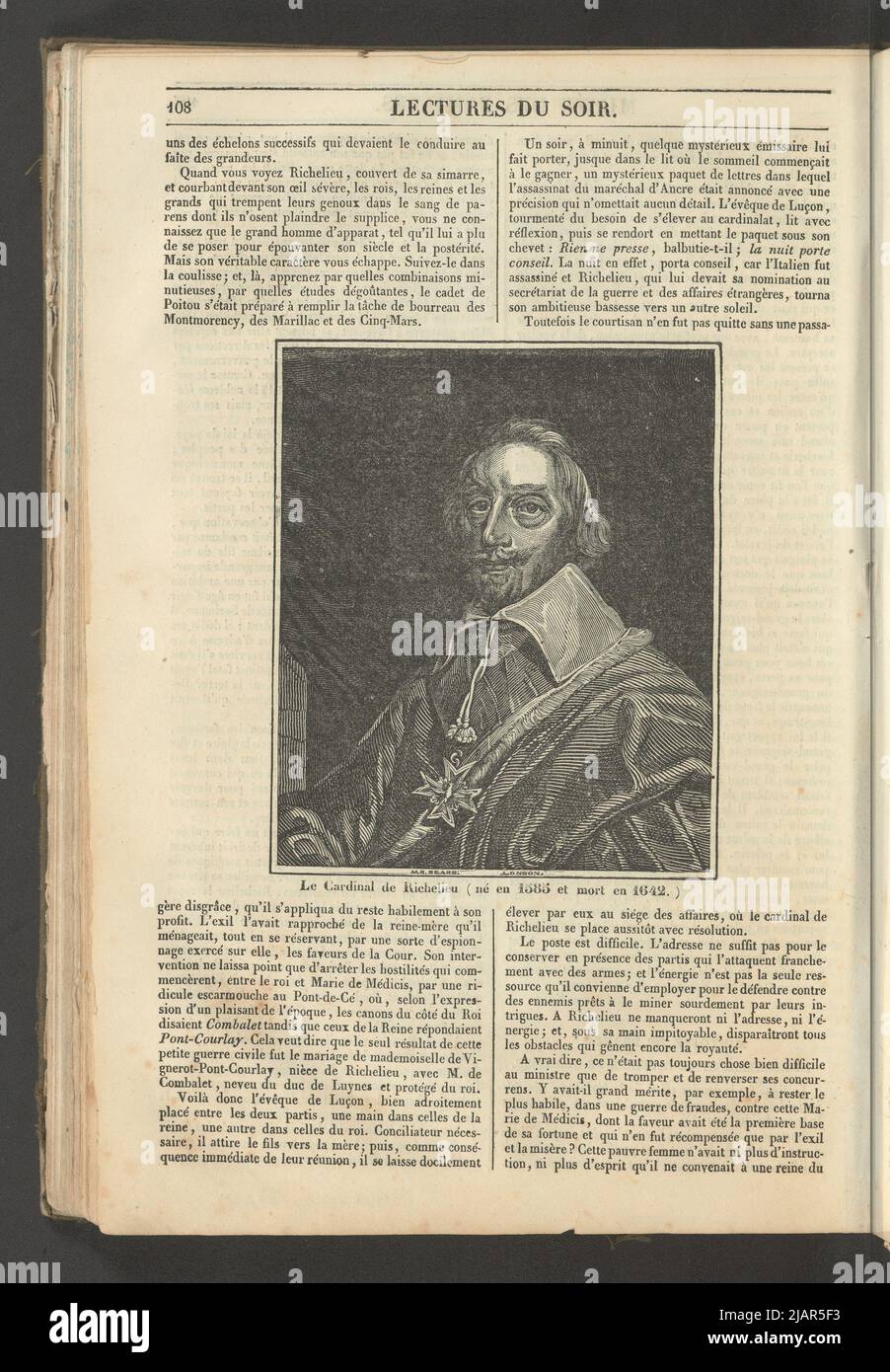 Yearbook 2, notebook 14, March 1834 Cardinal Richelieu, Illustration for the article History of France In: Musee des Familles, evening reading. T. 1. (Year 1 and 2) Paris, [1833 1834]. Sears, M.U. (fl. ca 1800) Stock Photo
