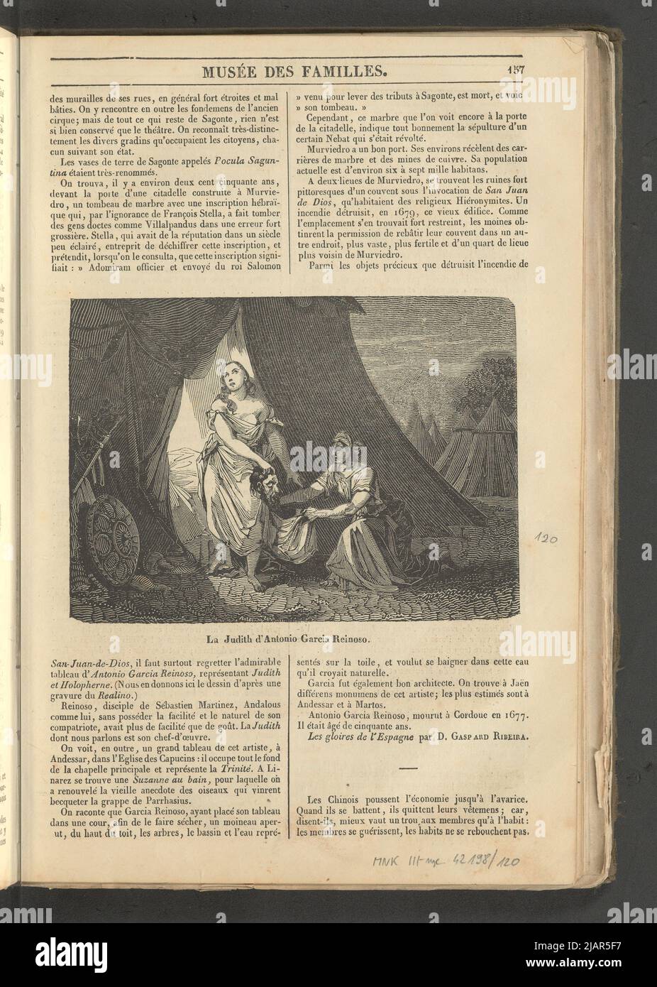 Yearbook 2, notebook 19, May 1834 Judyta with the head of Holofernes, illustration for the article Espagne Pittoresque in: Musee des Familles, Lecture du Soir. T. 1. (year 1 and 2) Paris, [1833 1834]. unknown Stock Photo