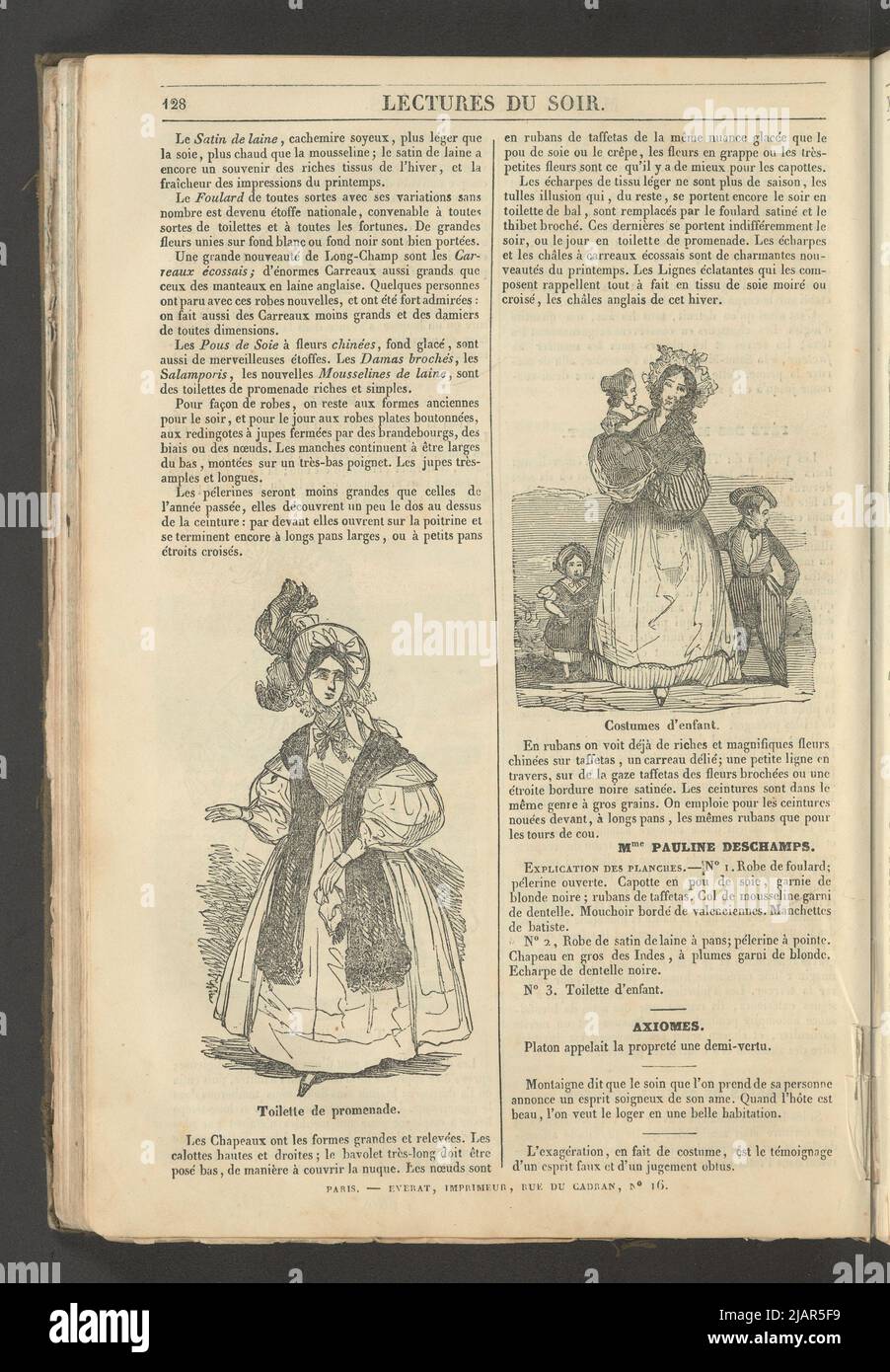 Yearbook 2, notebook 16, April 1834 3 Illustrations for the article Modes in: Museum of families, evening reading. T. 1. (Year 1 and 2) Paris, [1833 1834]. unknown Stock Photo
