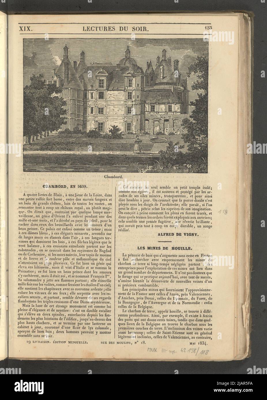 Yearbook 2, Notebook 19, May 1834 Chambord, Illustration for the article Chambord, in 1639 in: Musee des Familles, evening reading. T. 1. (Year 1 and 2) Paris, [1833 1834]. unknown Stock Photo