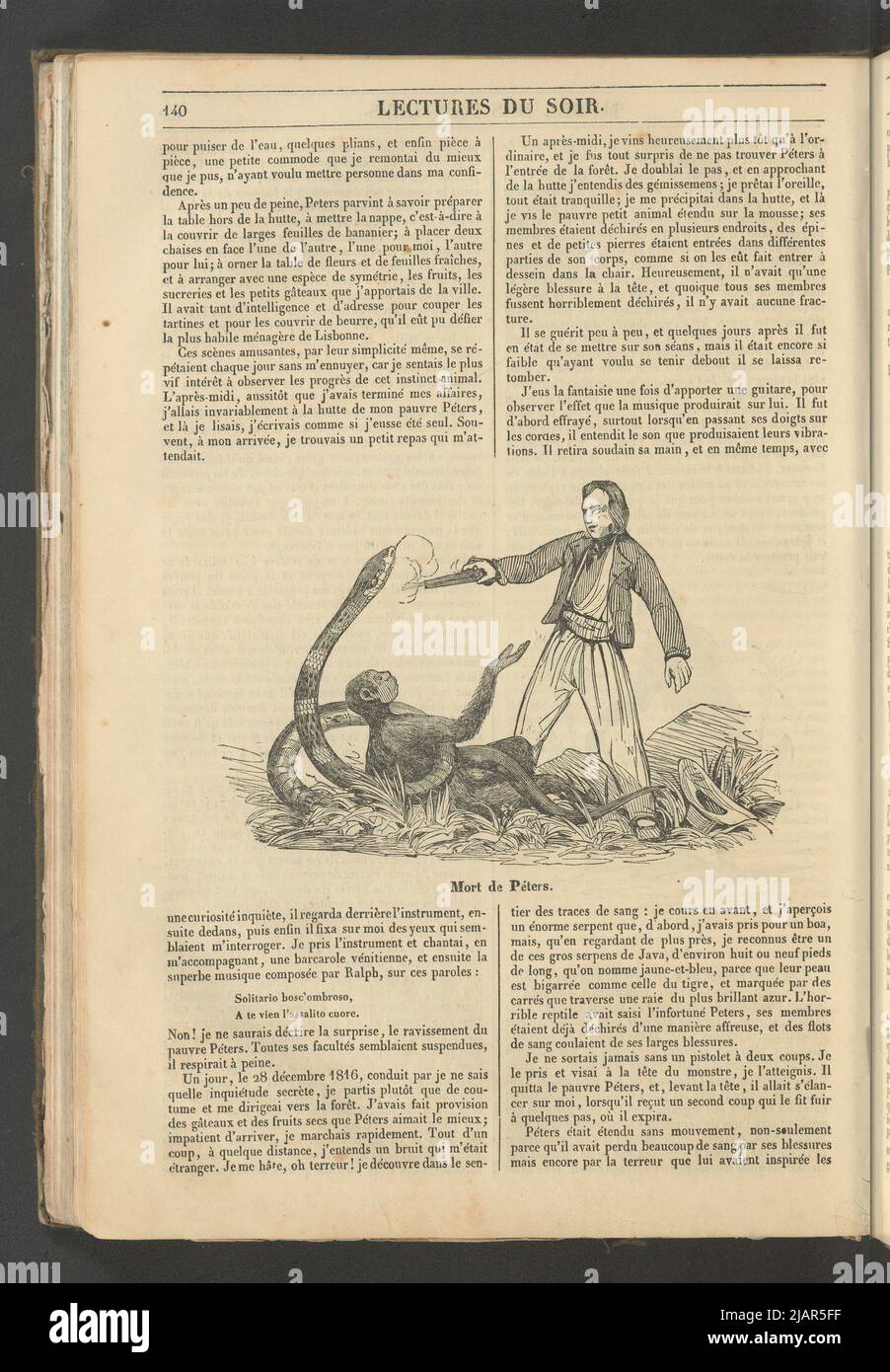 Yearbook 2, Zeszyt 18, May 1834 Peters and Death of Peters, 2 illustrations for the article Peters, English literature in: Family museum, evening reading. T. 1. (Year 1 and 2) Paris, [1833 1834]. unknown Stock Photo