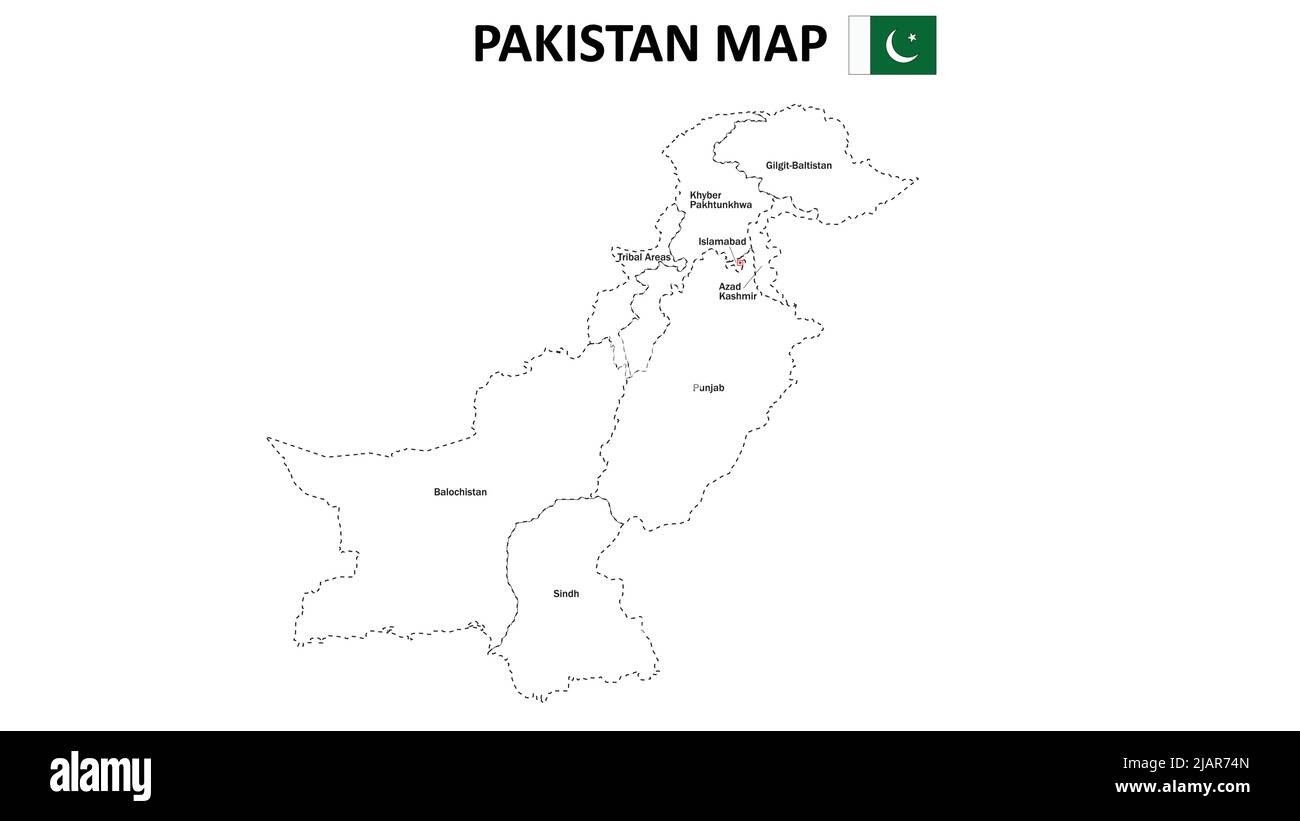 Pakistan Map. Pakistan Map with white background and all states names. Stock Vector