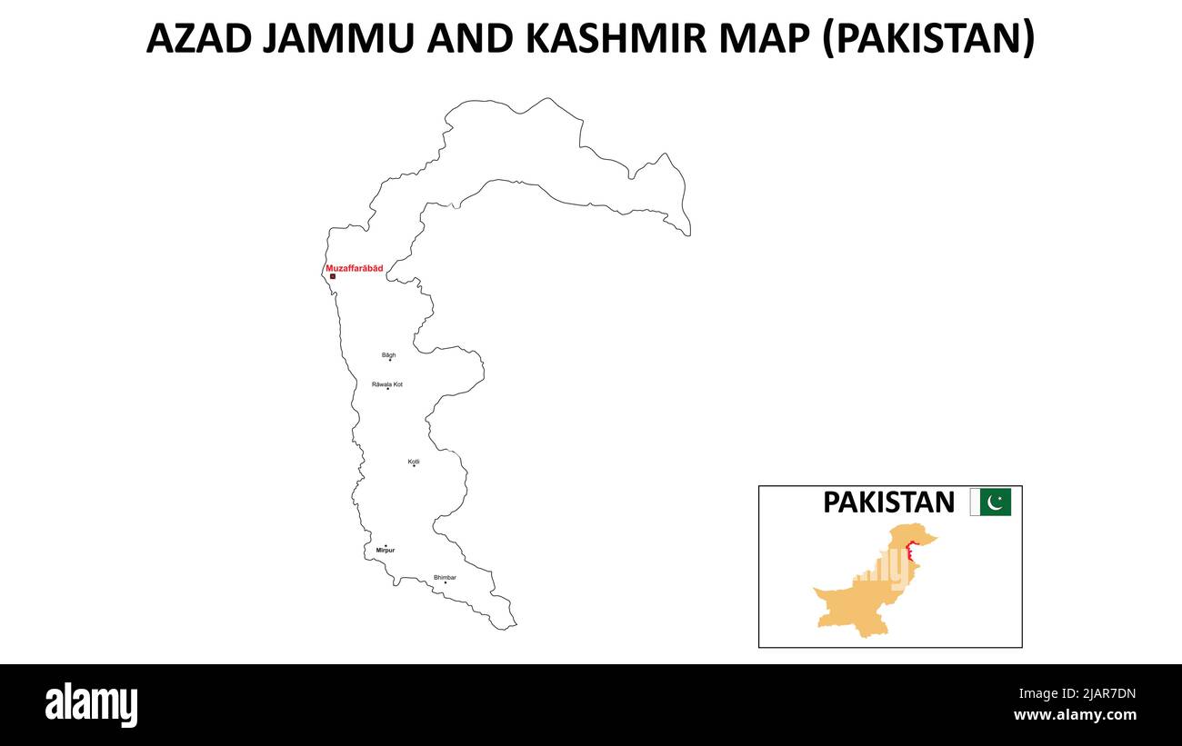 Azad Jammu and Kashmir Map. Azad Jammu and Kashmir Map of Pakistan with color background and all