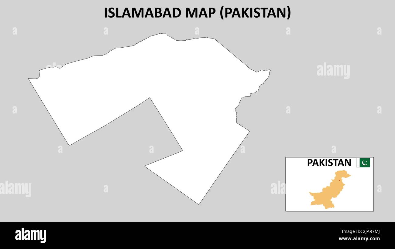 Islamabad Map. Islamabad Map Pakistan with white background and line map. Stock Vector