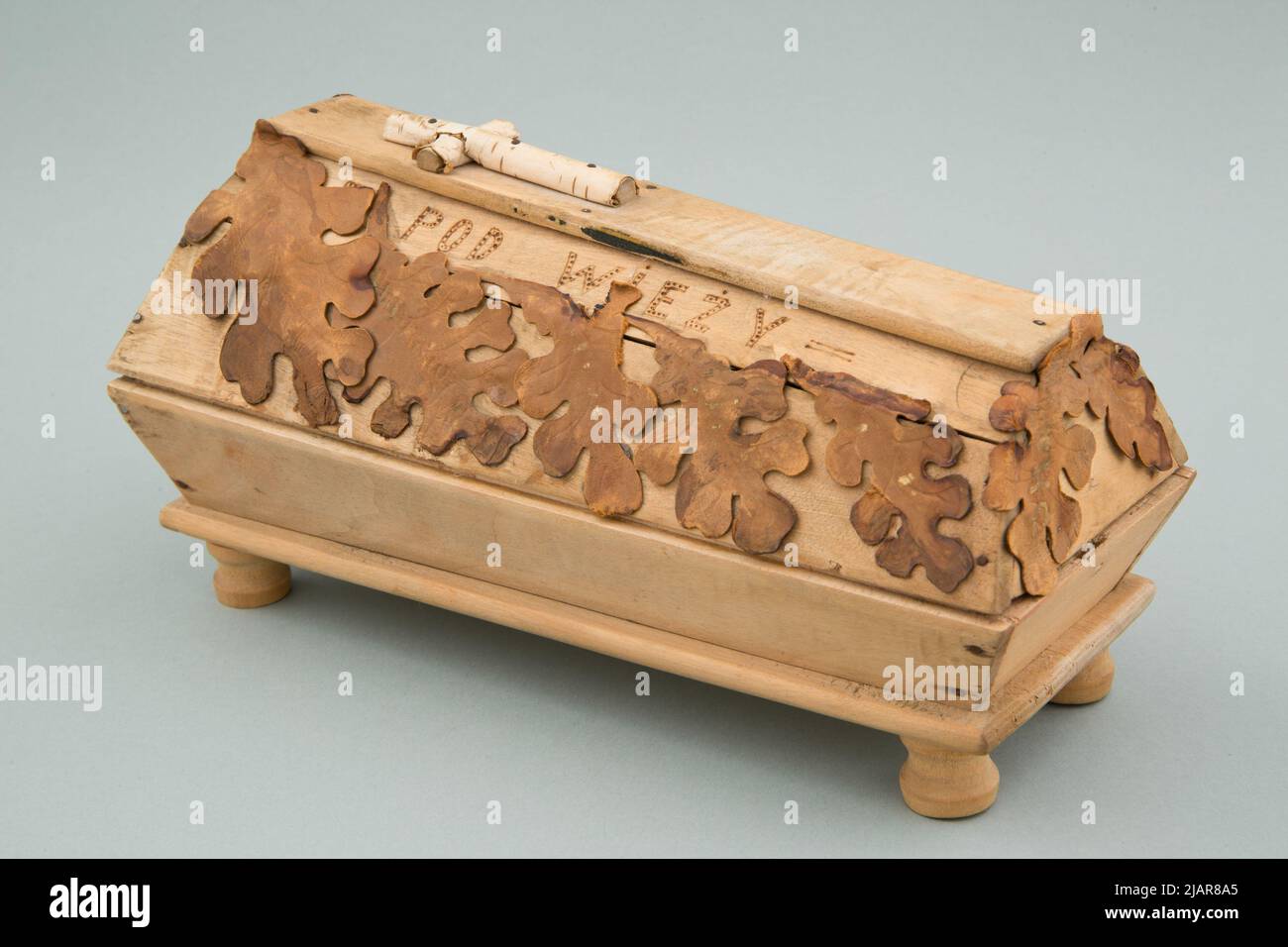 Coffin shaped box with earth from Kruszwica to the Sarcophagus of Stanisław Wyspiański Stock