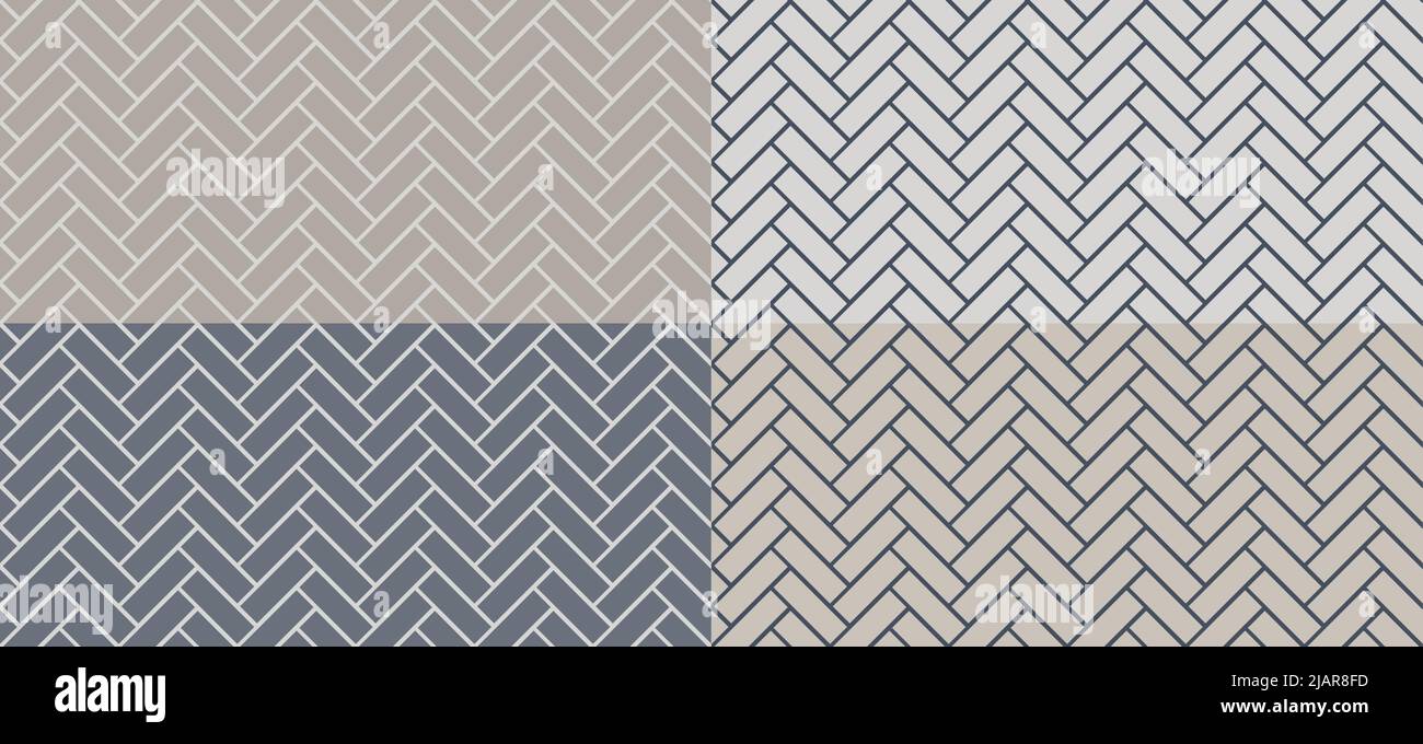 Herringbone tile patterns. Diagonal grey ceramic bricks backgrounds