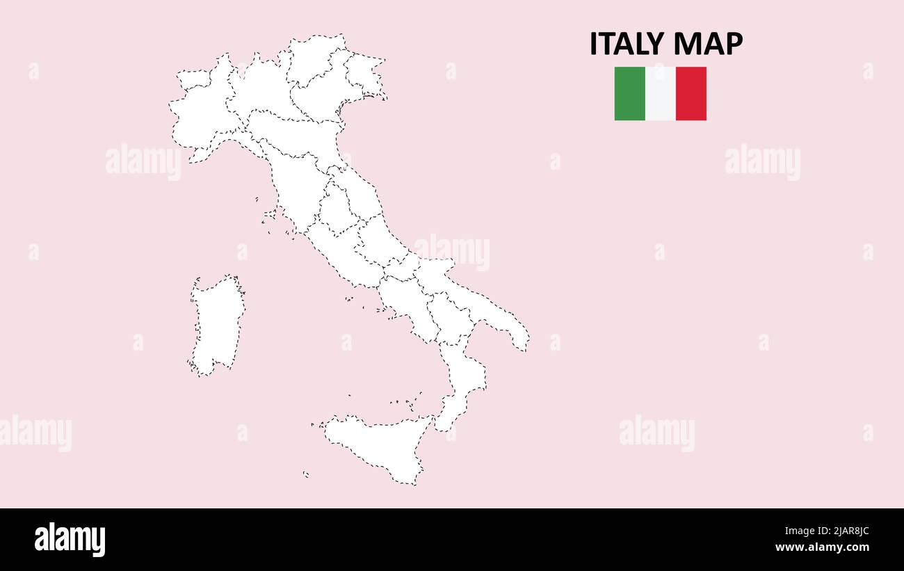 Italy Map. Italy Map with white background and line map. Stock Vector
