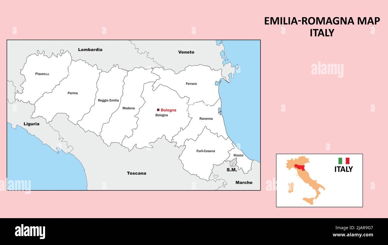 Emilia Romagna Map. Political map of Emilia Romagna with boundaries in