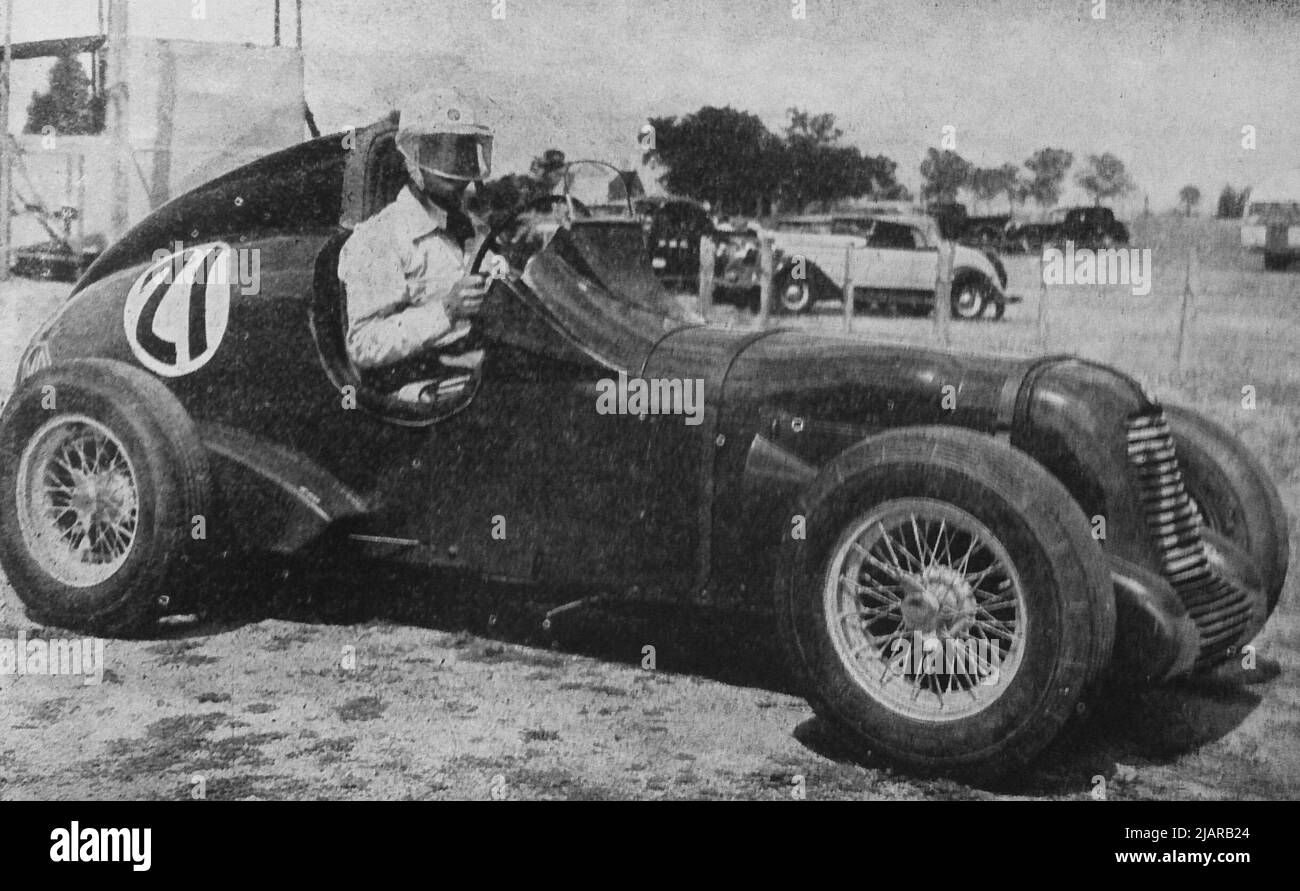 The MG TB of Alfa Najar, pictured at the 1946 New South Wales Grand Prix. Najar won the race Stock Photo