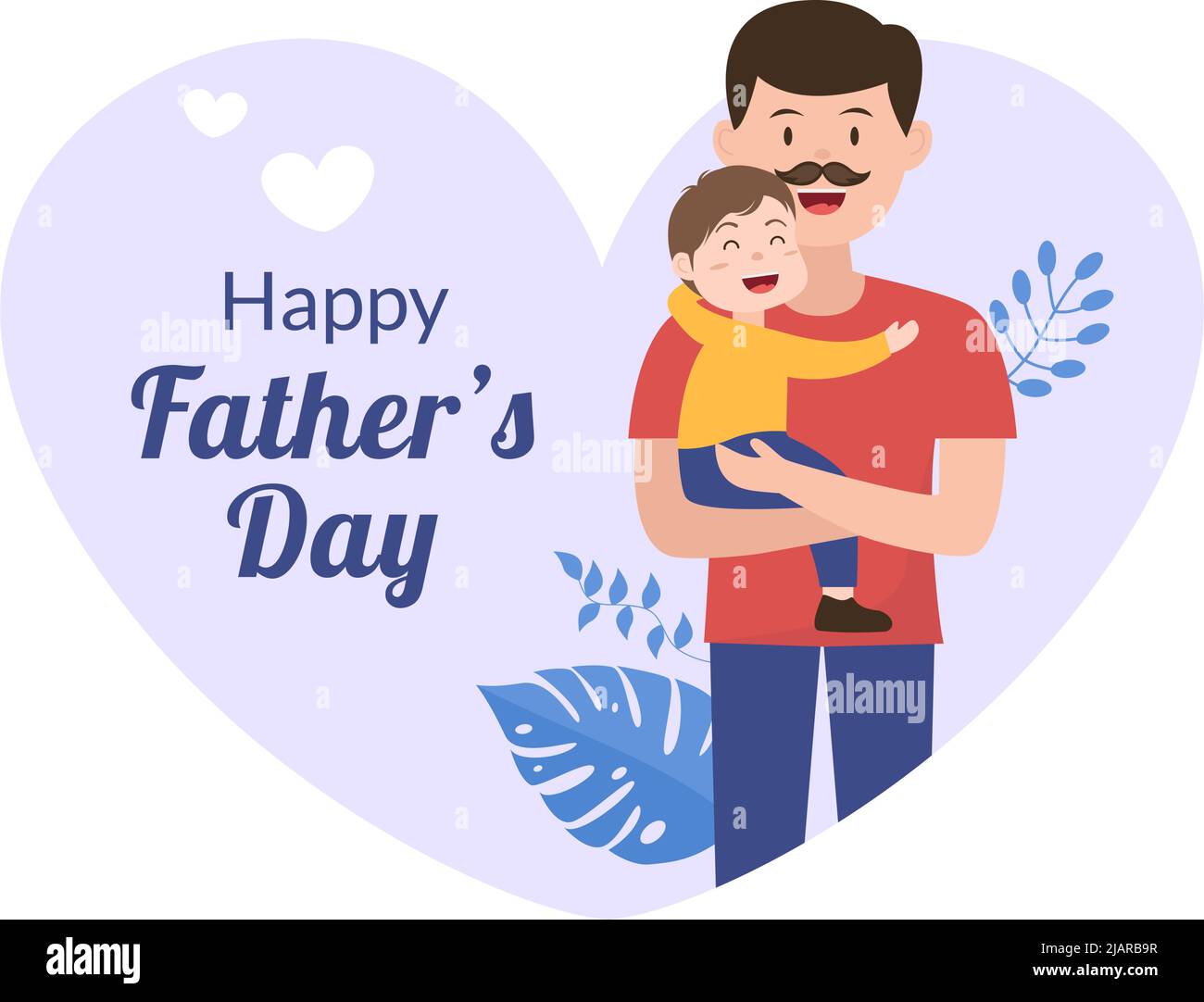 Happy Fathers Day Cartoon Illustration with Picture of Father and Son ...