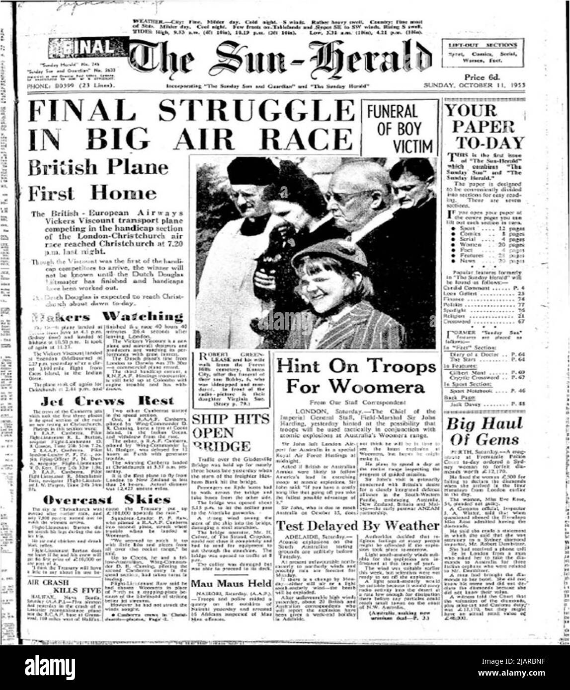 Coverpage of a historic newspaper from New South Wales, Australia ca.  before 1955 Stock Photo