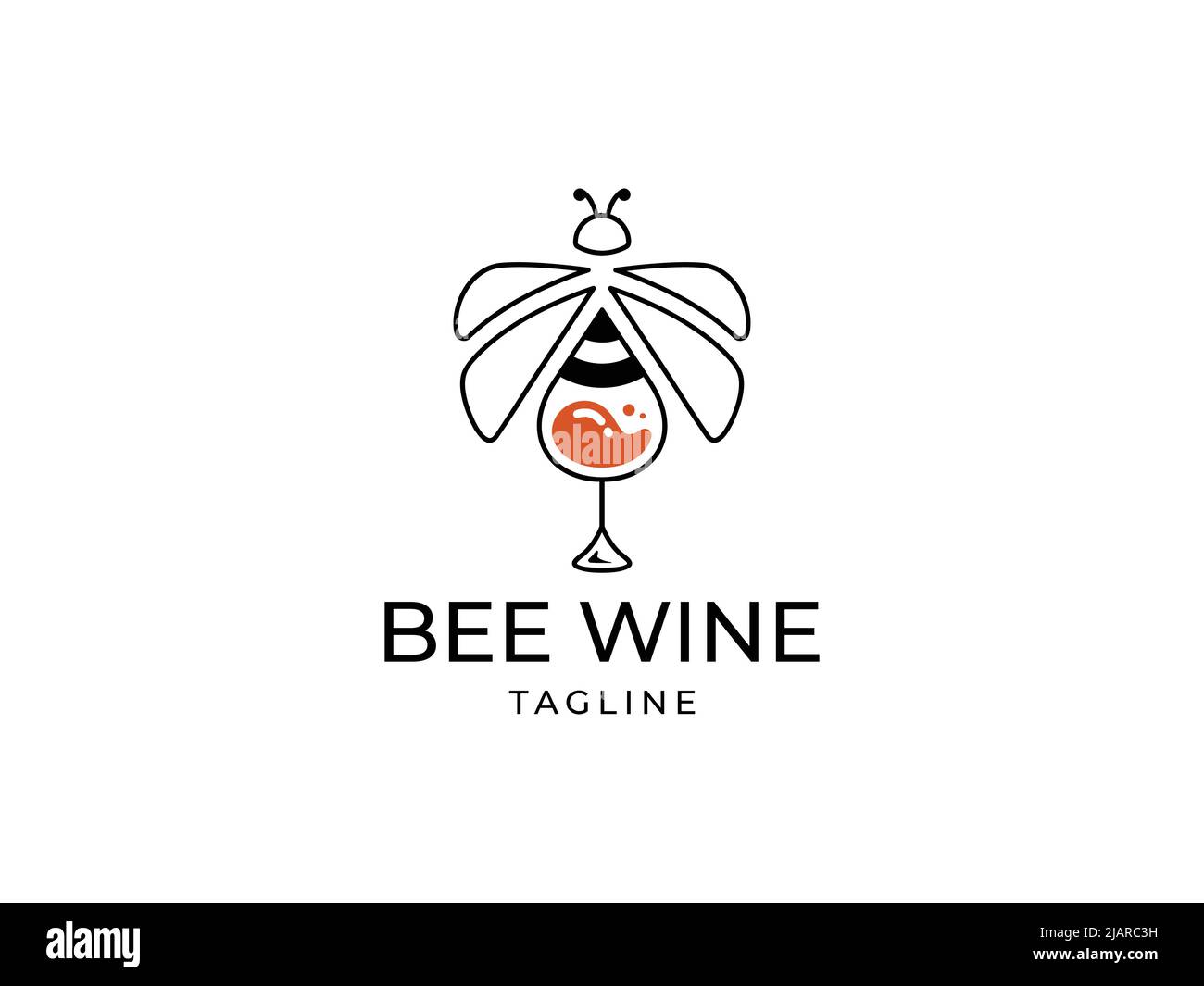 Bee and wine creative logo template Stock Vector