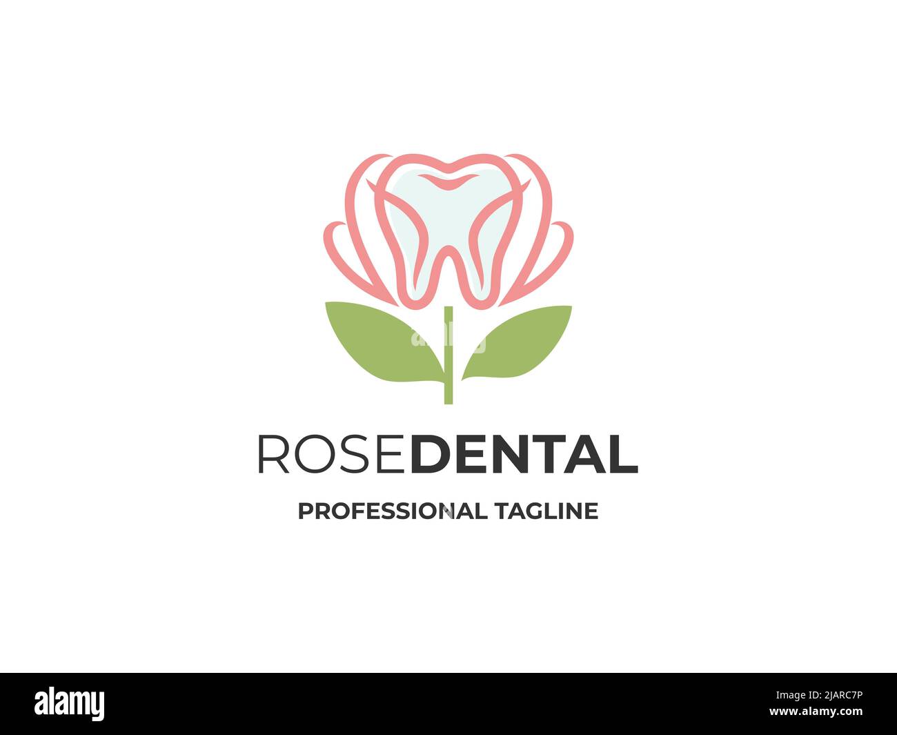 Dental with Rose Logo Template Stock Vector